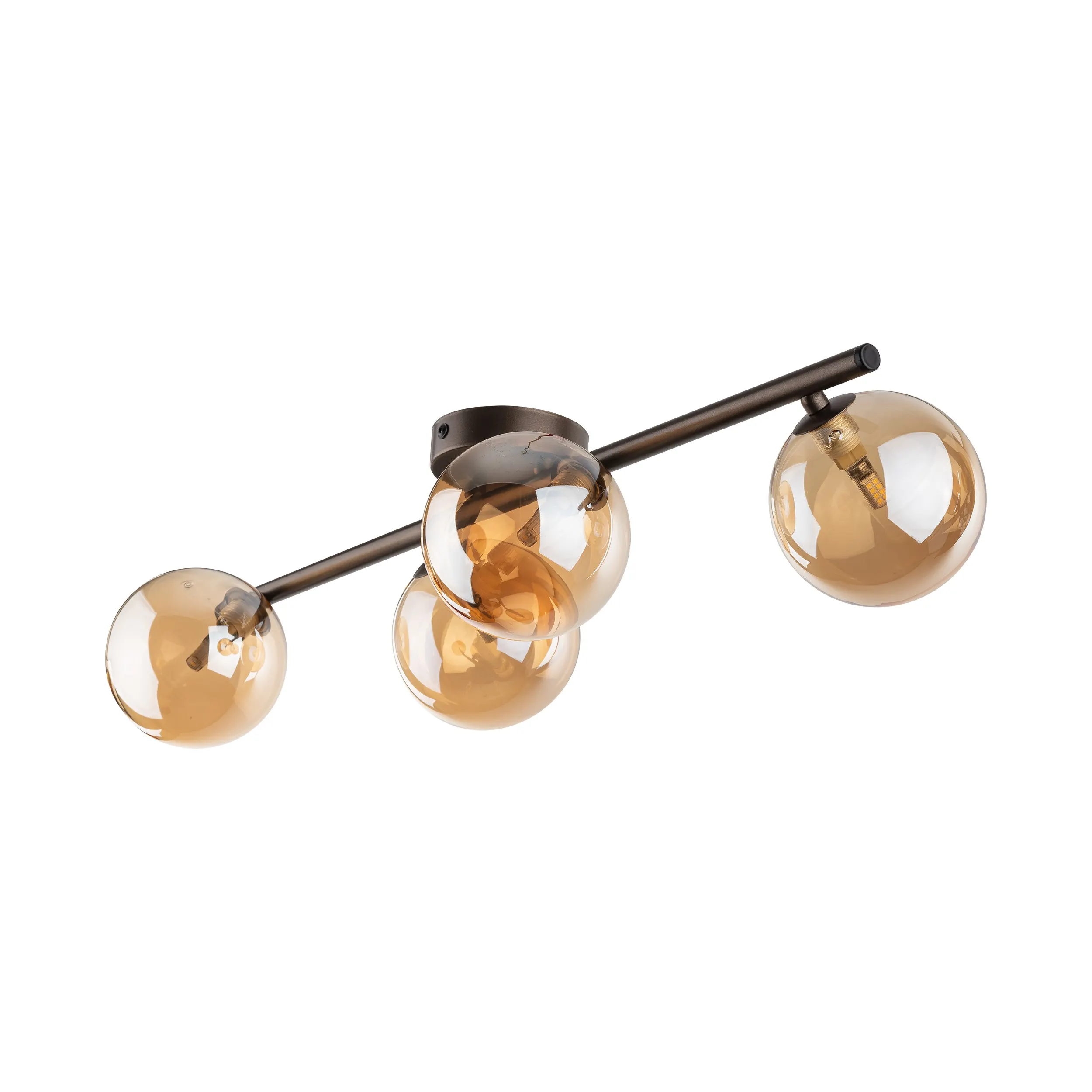 Lampa sufitowa ESTERA brązowa z brązowymi okrągłymi szklanymi kloszami 63x23x18cm - TK_6104