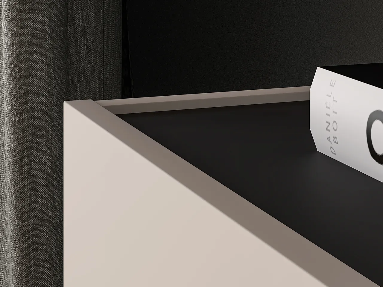 Szafka RTV z szufladami i półkami FRESHION 160 cm beżowo-czarna - 1FRES05-001