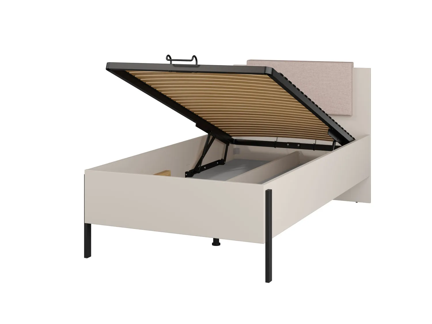 Łóżko z zagłówkiem i pojemnikiem JUKON S 100x200 kaszmirowe - 24KSND54