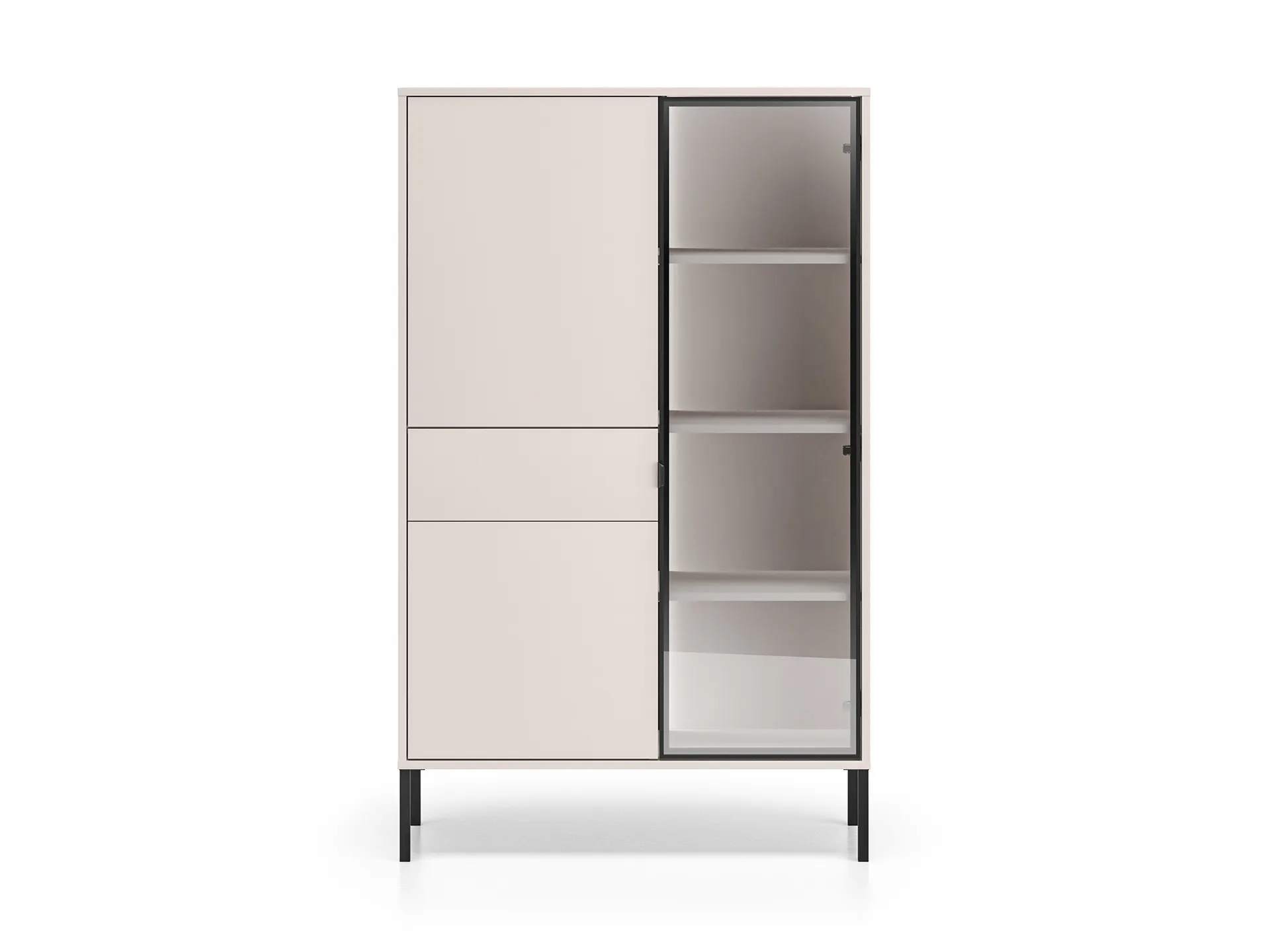Witryna 3-drzwiowa z szufladą BARNEE 01 oświetlenie LED cashmere — zdjęcie 2