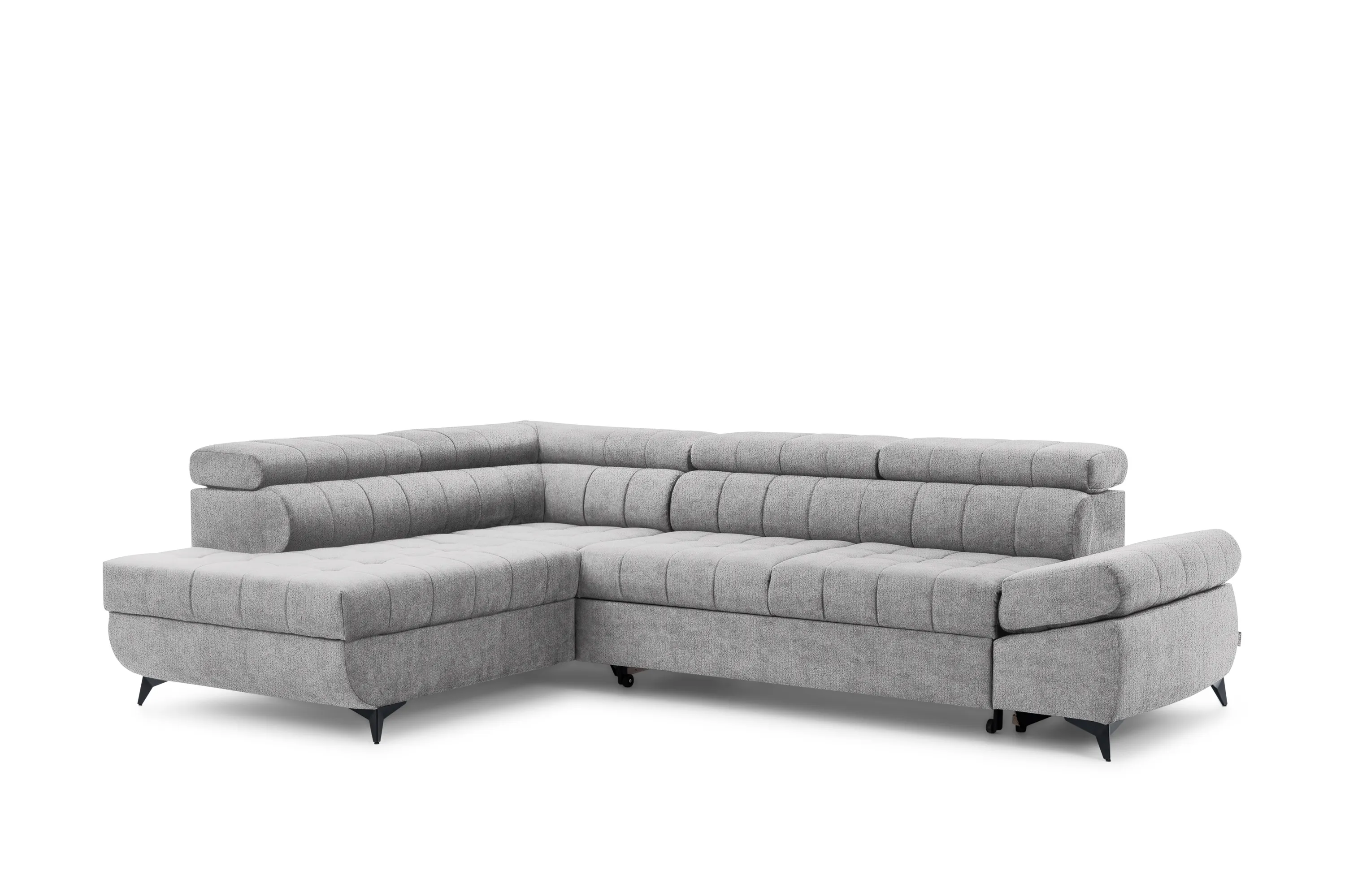 Narożnik lewostronny VALORIS L regulowane zagłówki i podłokietniki tkanina Perfect Harmony 80 jasnoszary Kanapa, Meble