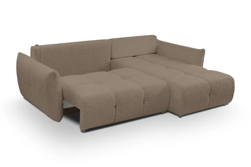 Narożnik rozkładany z pojemnikiem BASE SICURIO 257 cm L/P pikowany caffe latte - BASE_NAR_SICURIO45