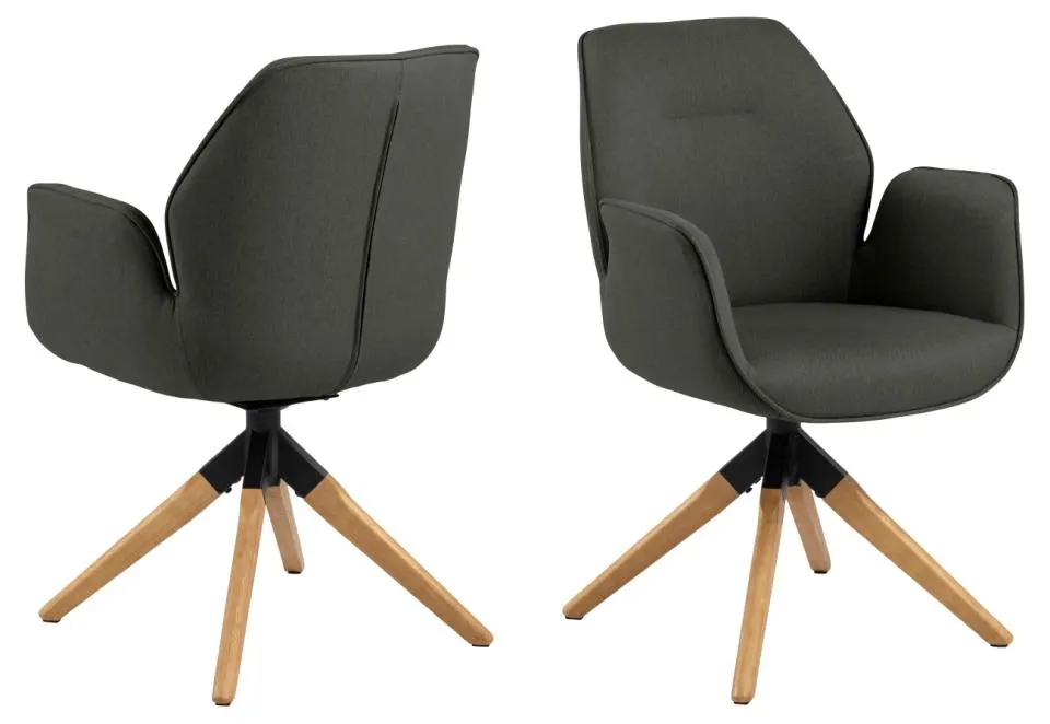 Krzesło obrotowe z podłokietnikami SPRING Ciemnoszary, Naturalny Krzesło obrotowe z podłokietnikami SPRING Ciemnoszary, Naturalny