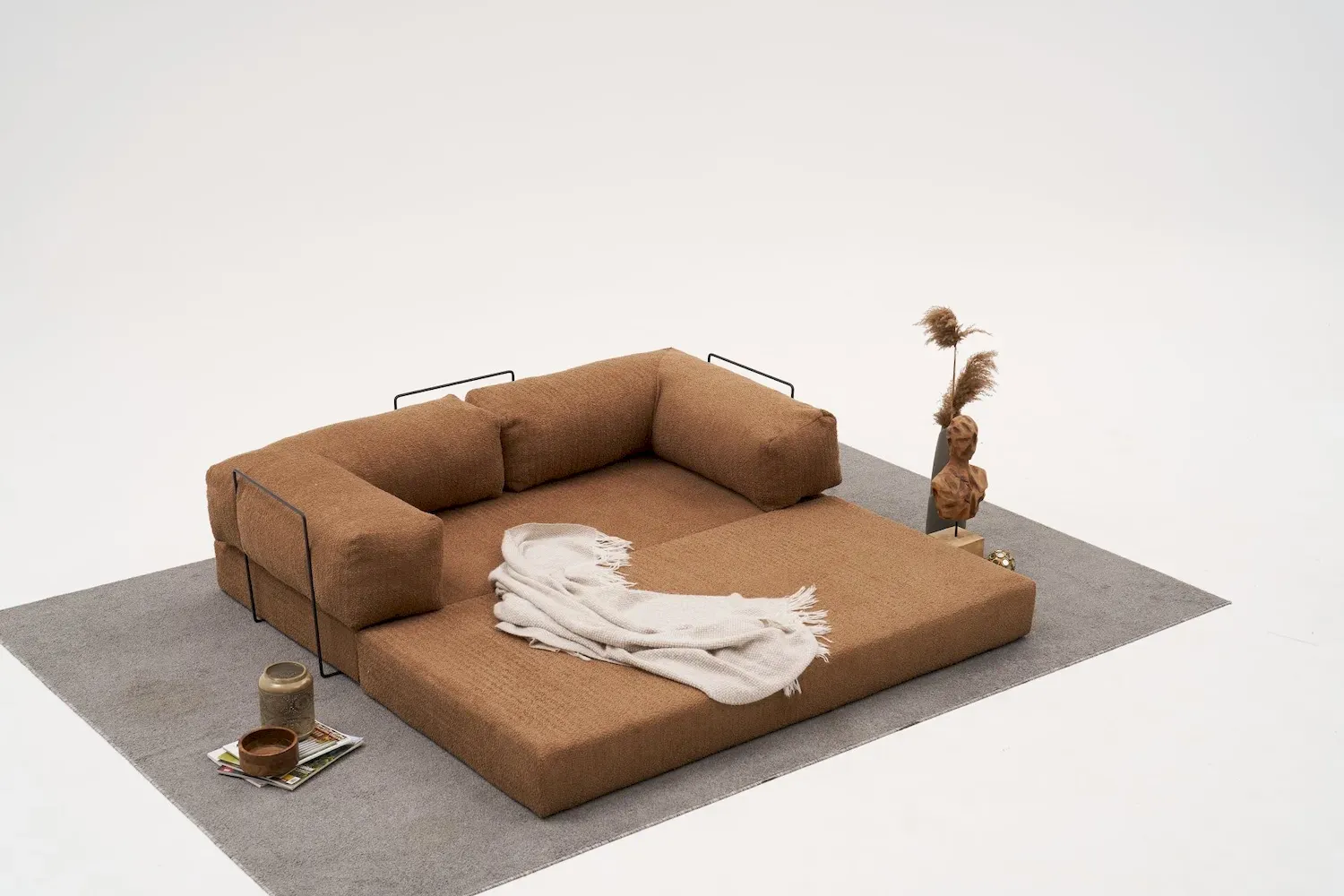 Sofa 3-osobowa rozkładana COMFORT brązowa — zdjęcie 7
