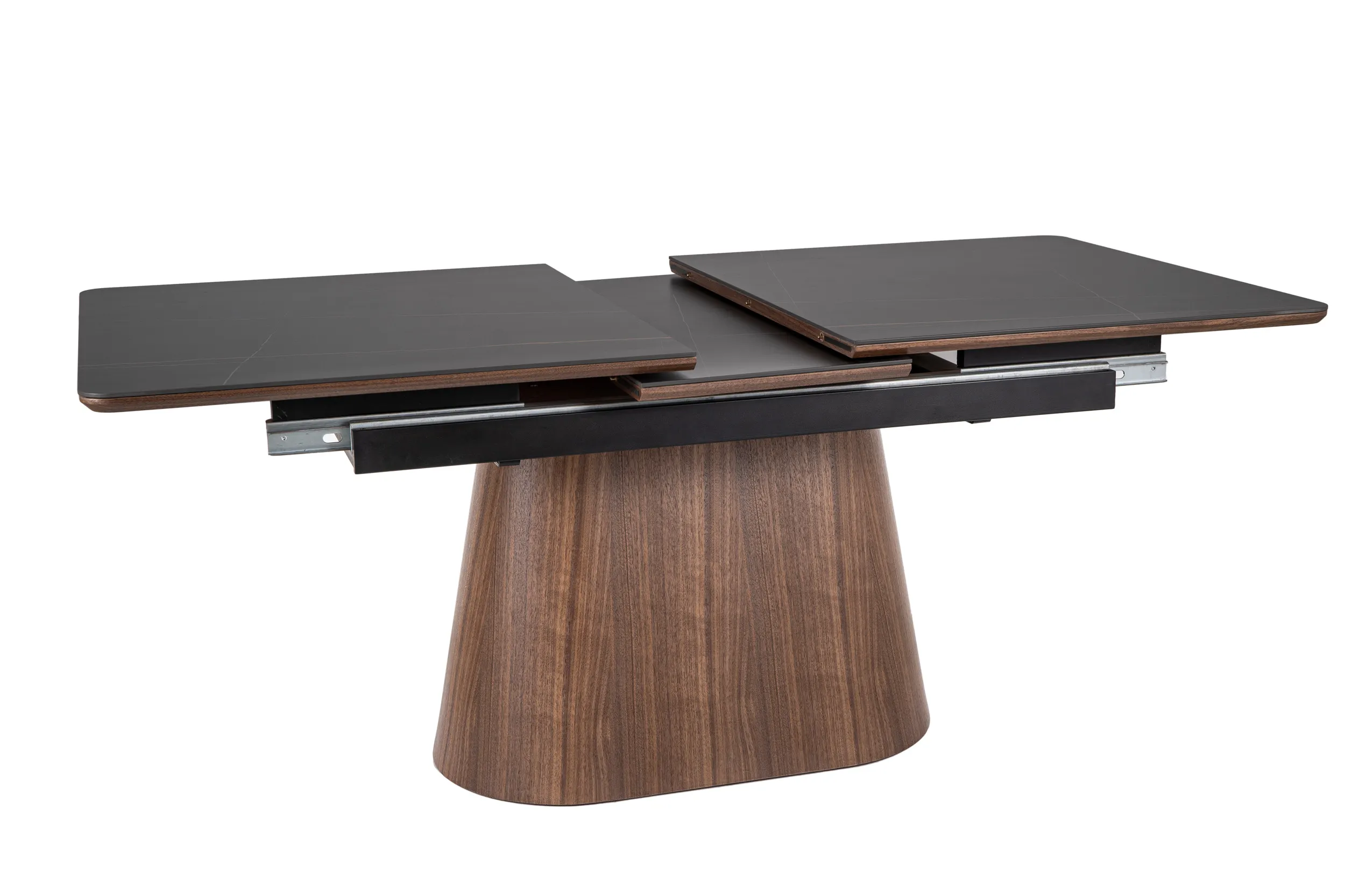 Stół rozkładany ceramiczny MONACO 90x160(200) czarny mat stelaż orzech - MONACOCOR160