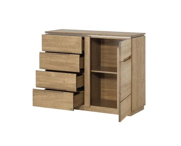 Komoda 1-drzwiowa z 4 szufladami MONTENEGRO 44 drewniana dąb rustical 108x87x42cm — zdjęcie 2