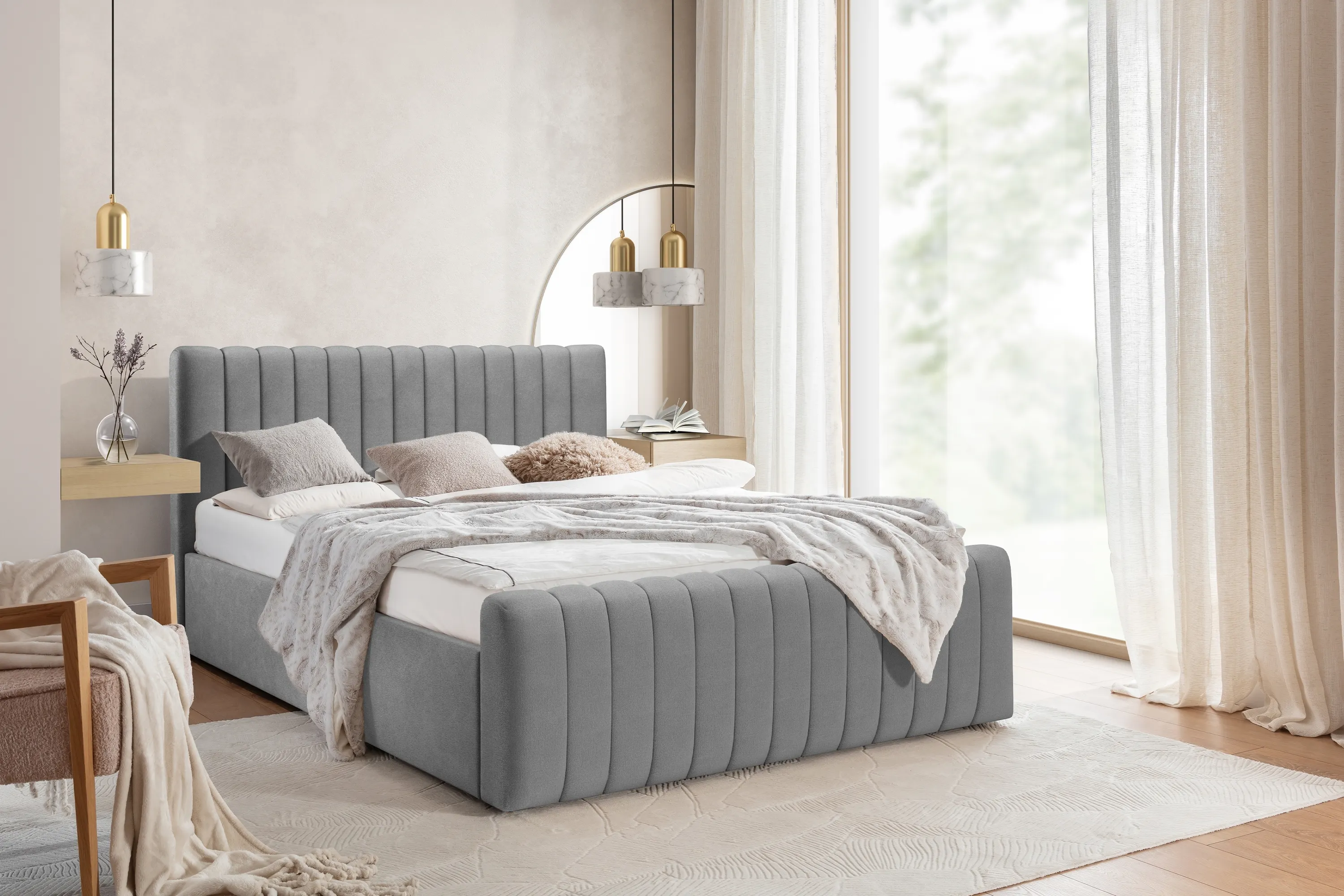 Łóżko Nicole z pojemnikiem / 120x200 / Salvador (SIC) 14 - szary - B_158720