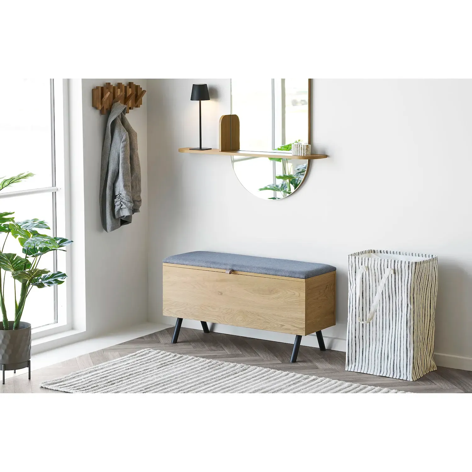 Kosz tekstylny na pranie ARGOS 38x28x58 cm beżowy czarny - 4390001