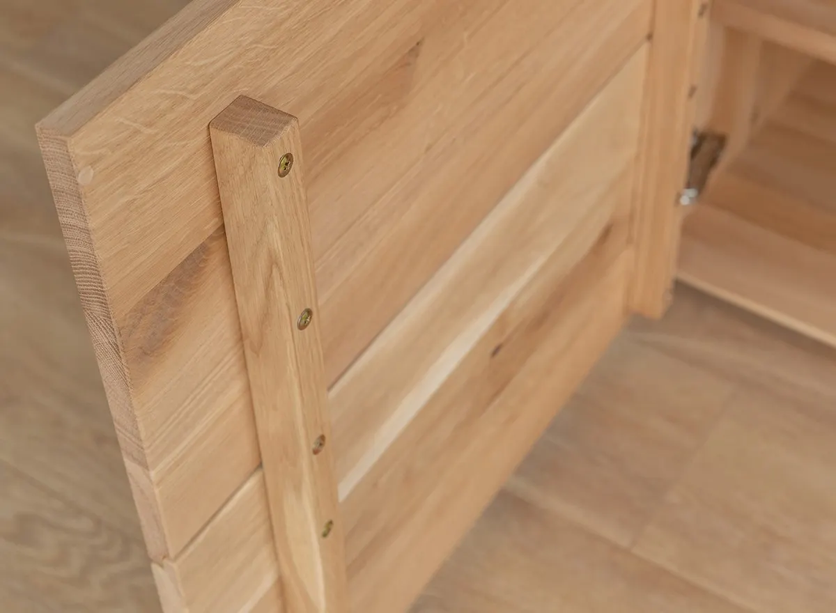 Witryna drewniana szklana DIVISIONE niska listwy led lewa dąb olejowany - ZIDIV03L