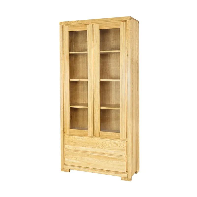 Witryna szklana z szufladami KW352 dębowa nielakierowana - 40916