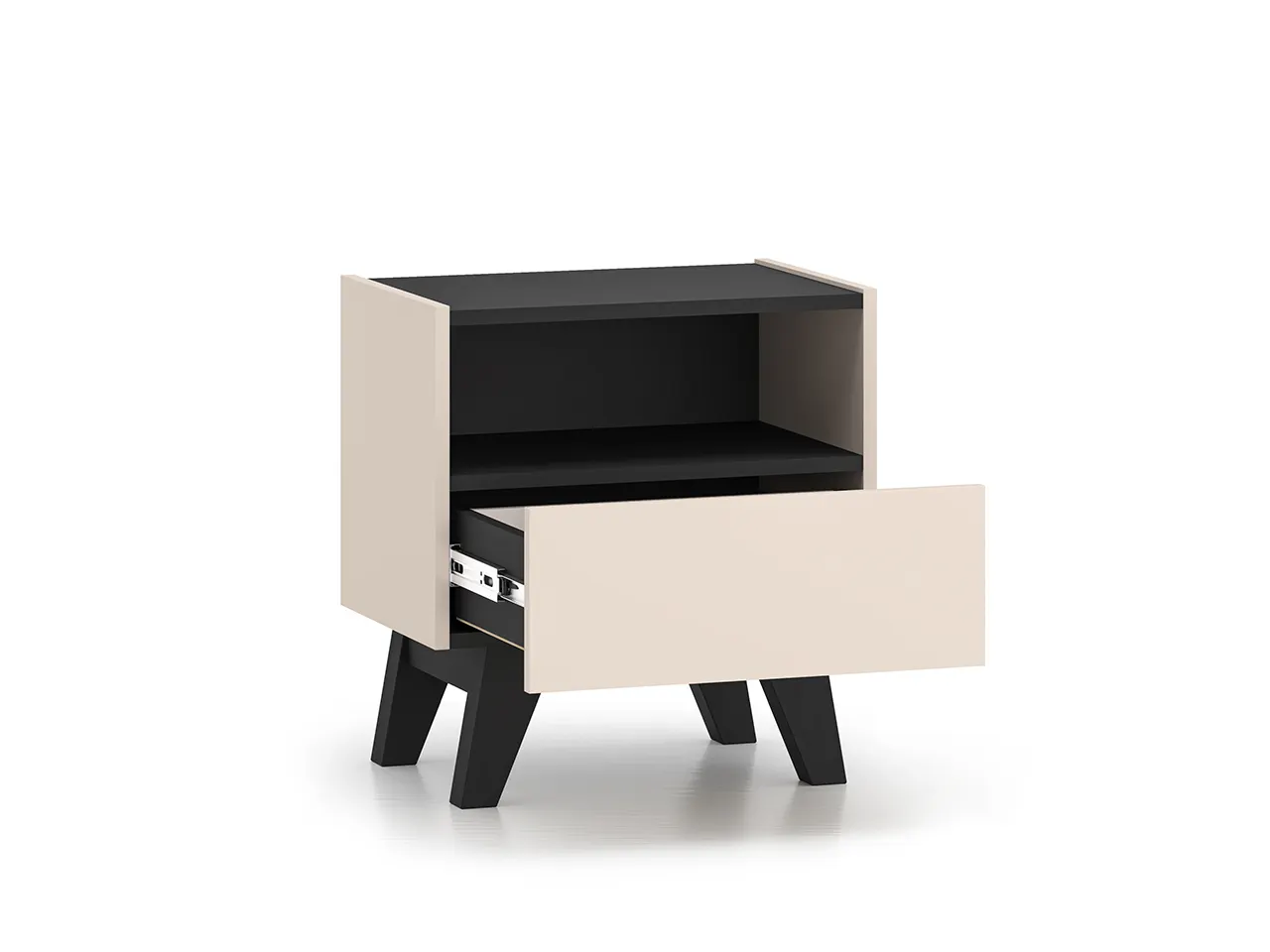 Szafka nocna z szufladą FRESHION 53x50 beżowo - czarna - 1FRES06-001