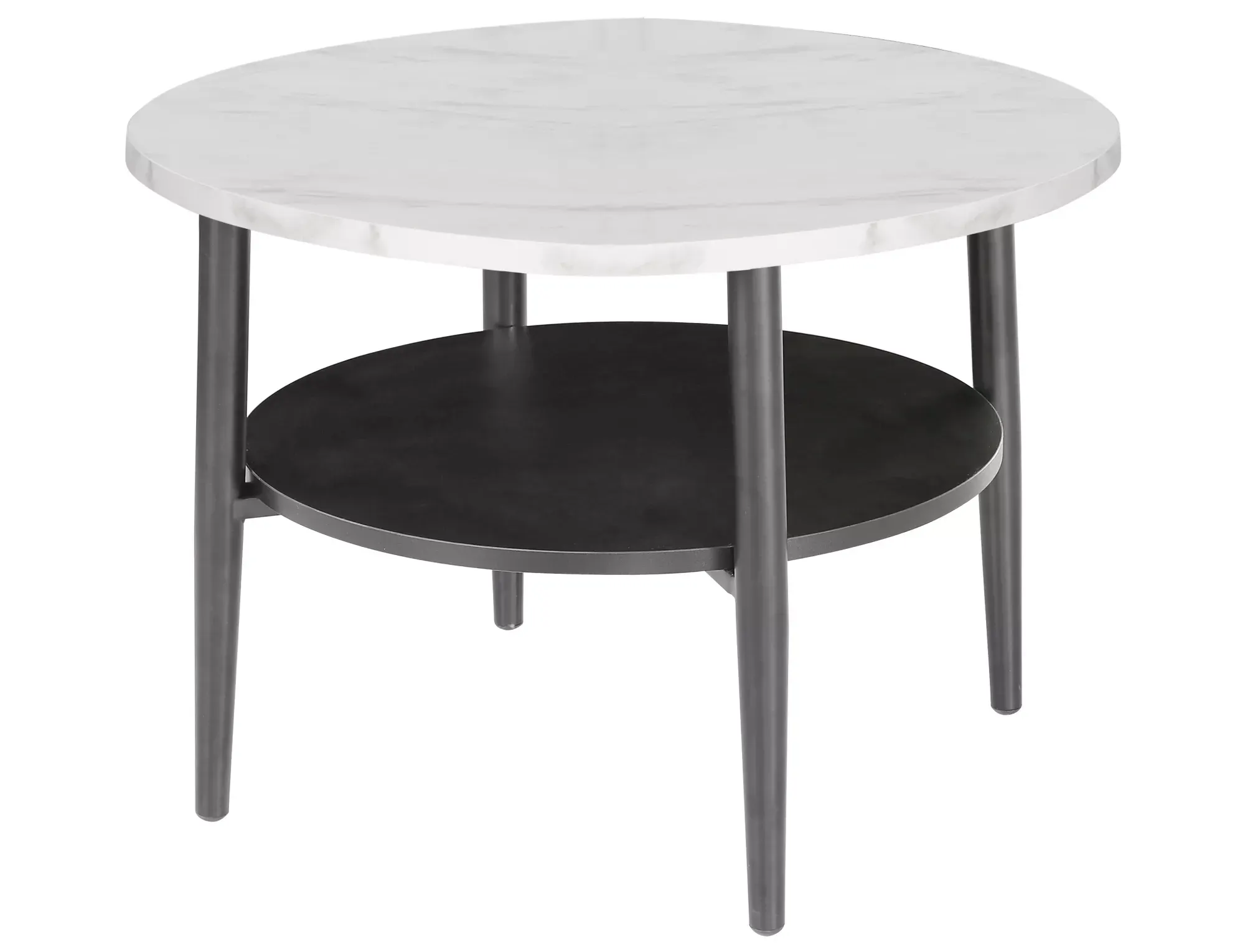 Stolik kawowy z półką ELLA B 60 cm biały efekt marmuru/czarne nogi