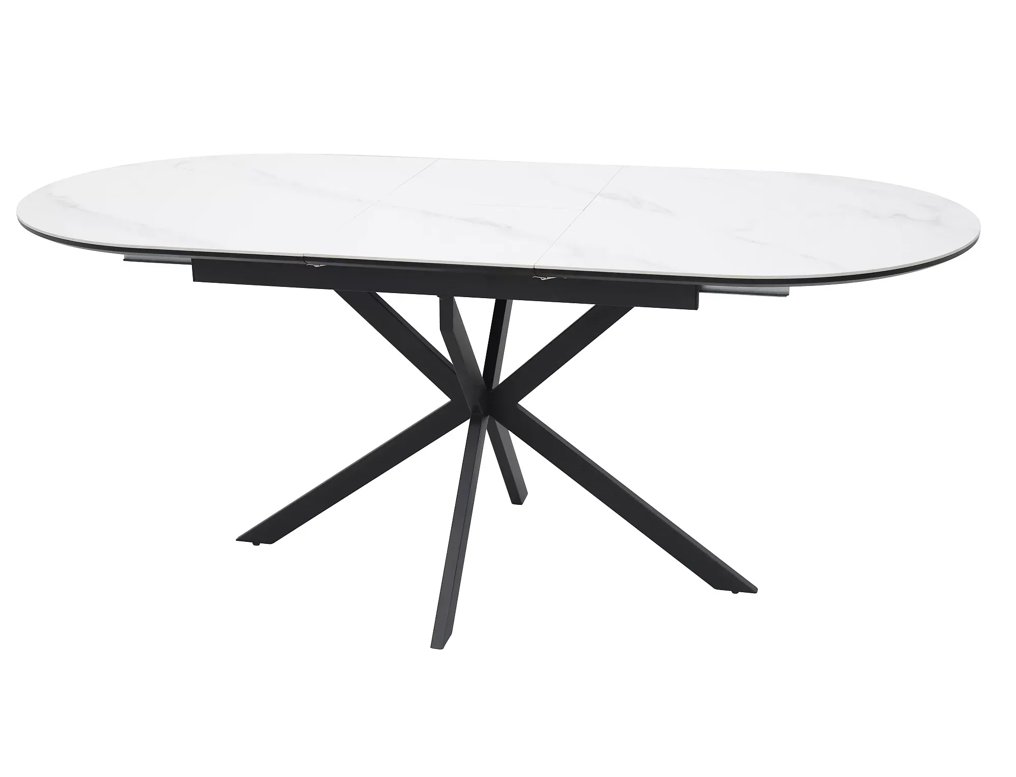 Stół rozkładany owalny GASTON CERAMIC 80x140-180 biało-czarny