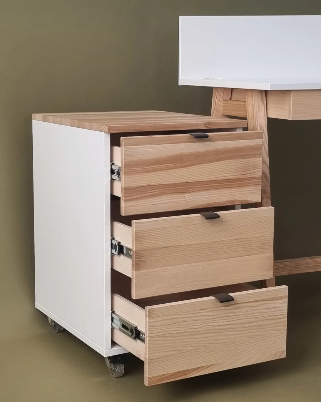 Kontenerek pod biurko z szufladami LUKA na kółkach 41x50 beżowy/kolor dębu - NRGBCLUKA4OAK_R