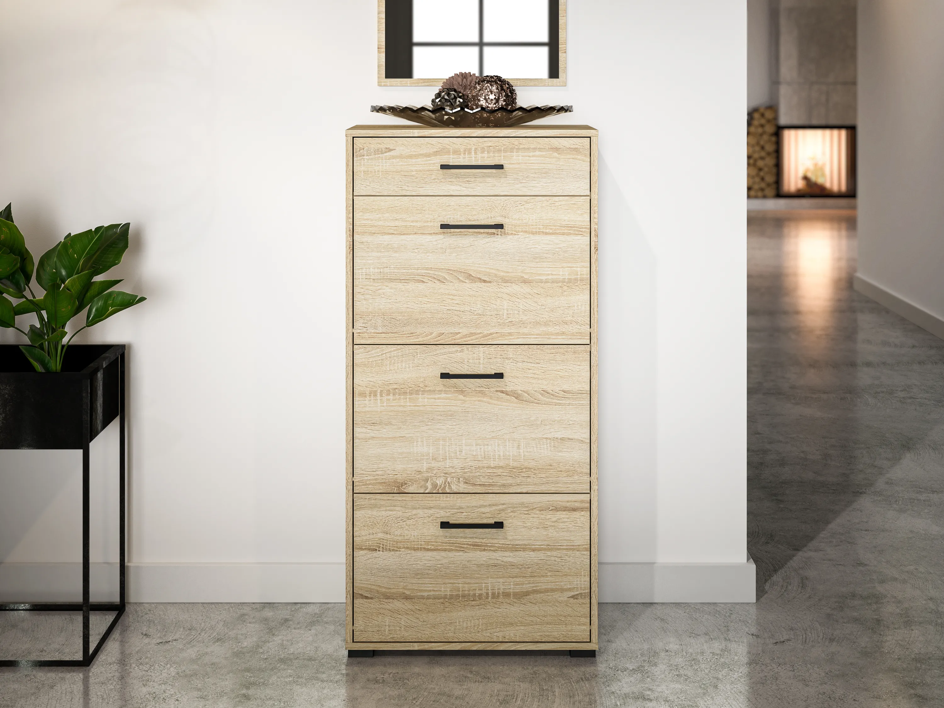 Szafka na buty z szufladą z 3 klapami Caro 14 Sonoma jasna 125x60x34 - 1CARO14-001