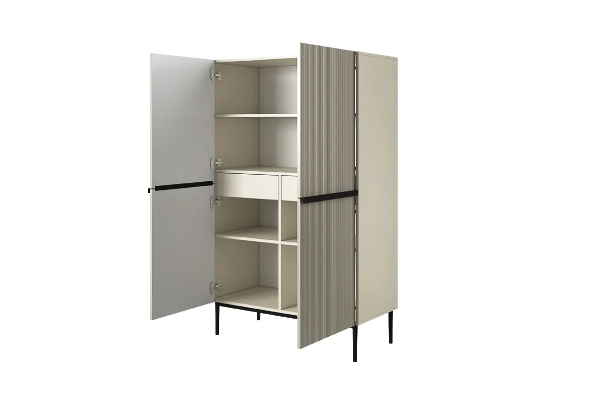 Komoda wysoka z 2 szufladami NICOLE 100 - kremowy - czarny stelaż - B_148915