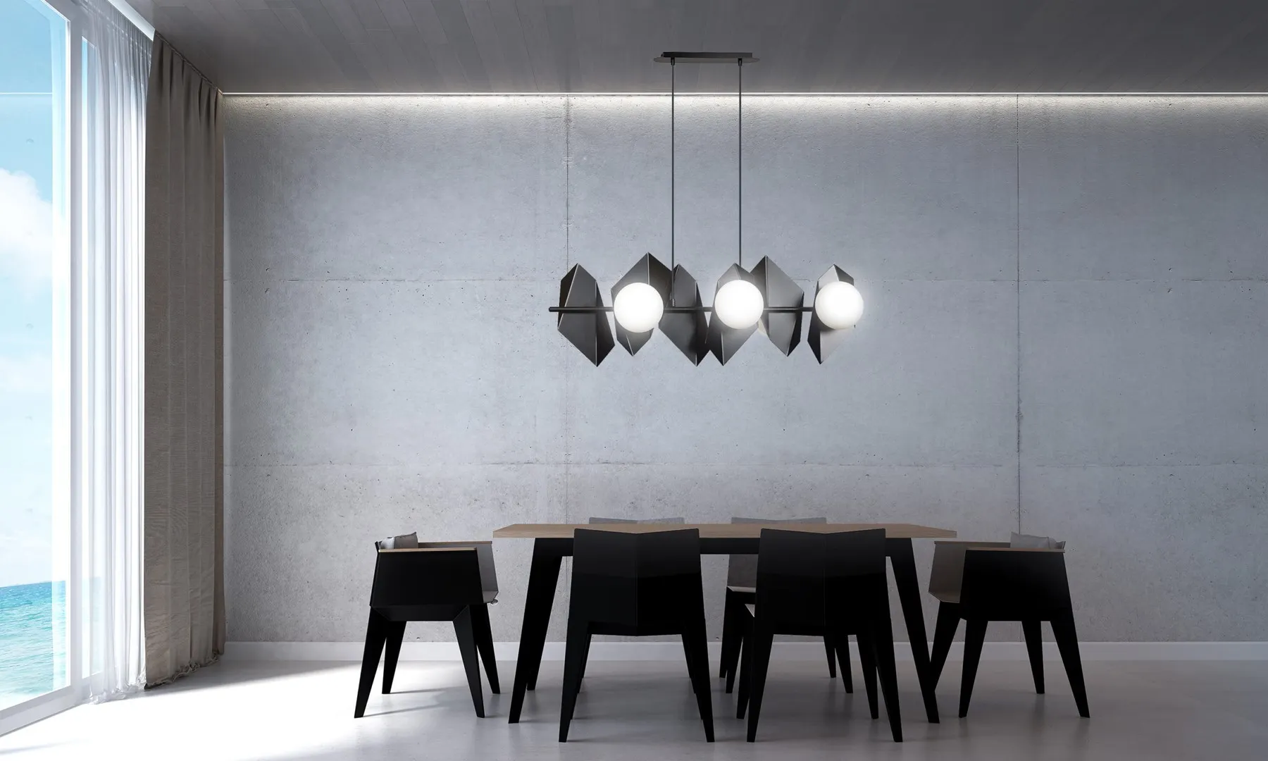 Lampa wisząca DRIFTON 6 czarny biały — zdjęcie 7