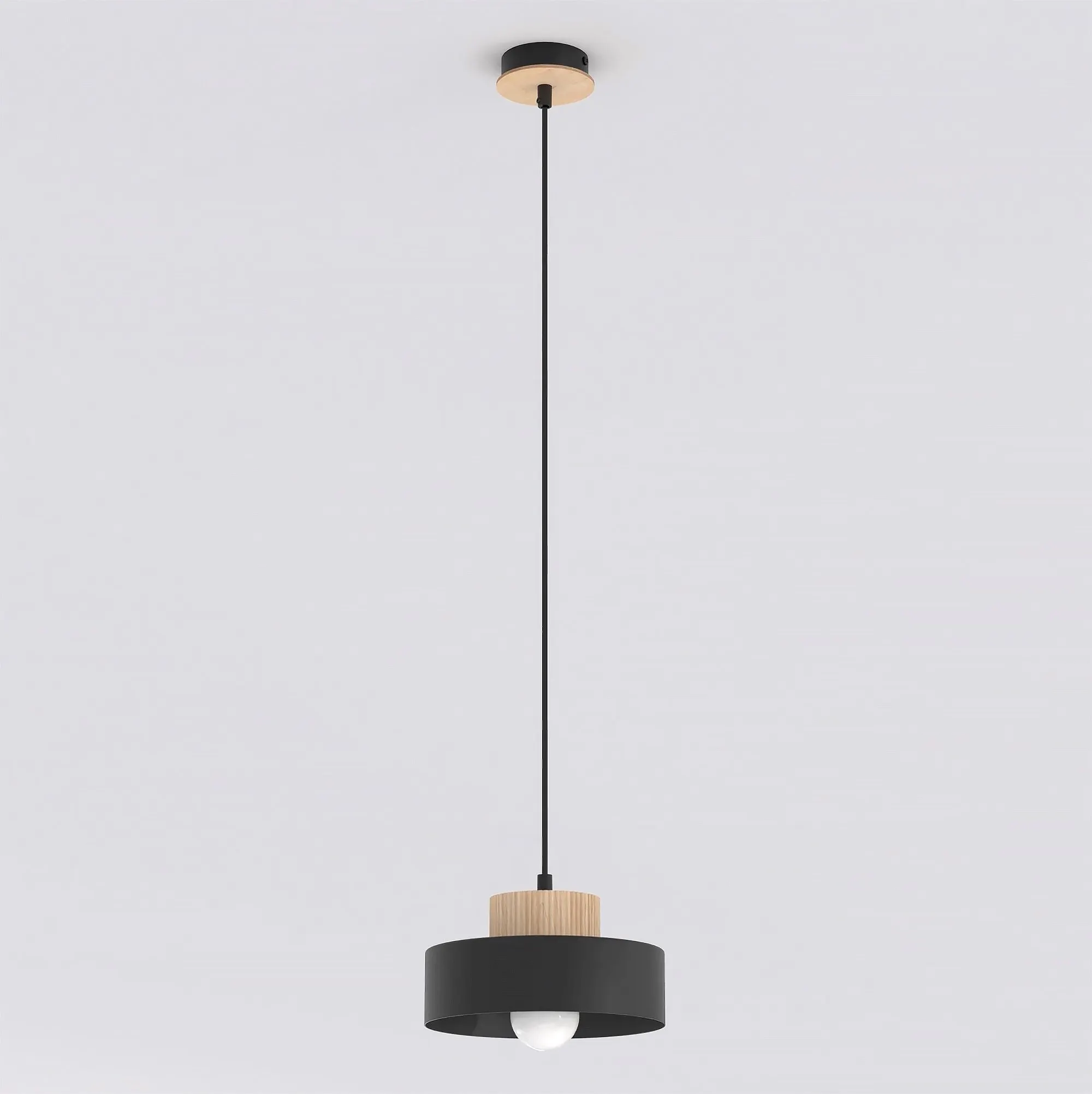Lampa wisząca z dwuwarstwowym kloszem KIVI 1S czarna naturalny