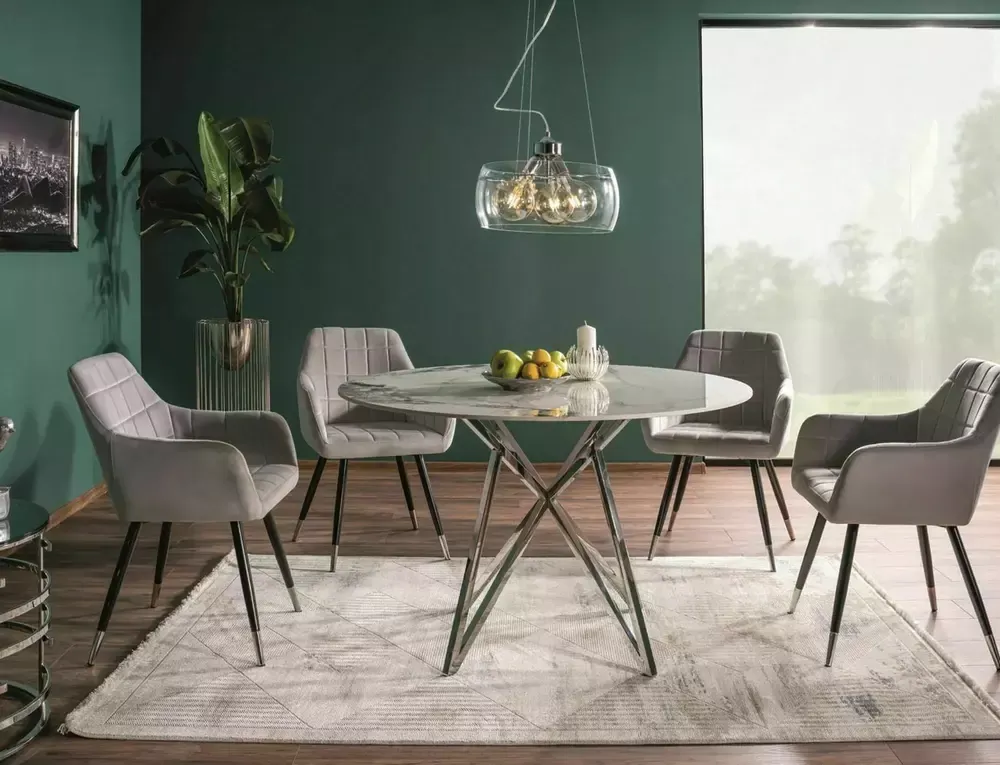 STÓŁ MURANO BIAŁY/ CHROM STELAŻ FI90 - MURANOBCHFI90