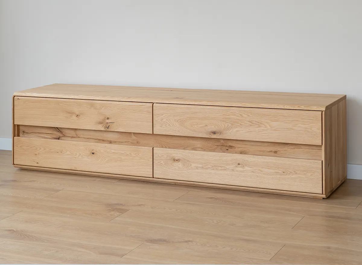 Szafka RTV z szufladami drewniana DIVISIONE listwa led 184 cm dąb olejowany - ZIDIV10