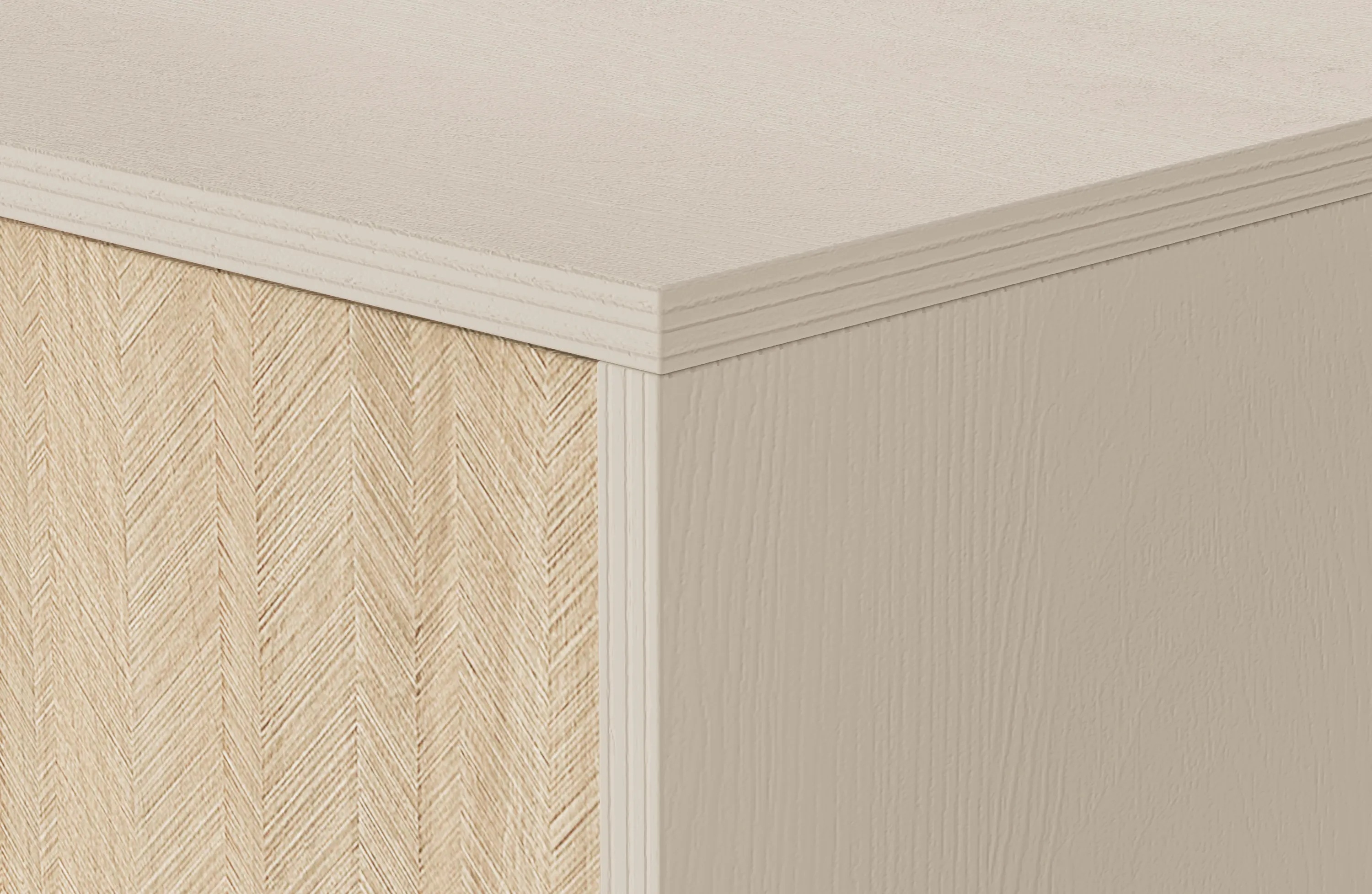 Komoda 2-drzwiowa z 3 szufladami FOREST Piaskowy, Jodełka - FOREST_KSZ158_PIAS