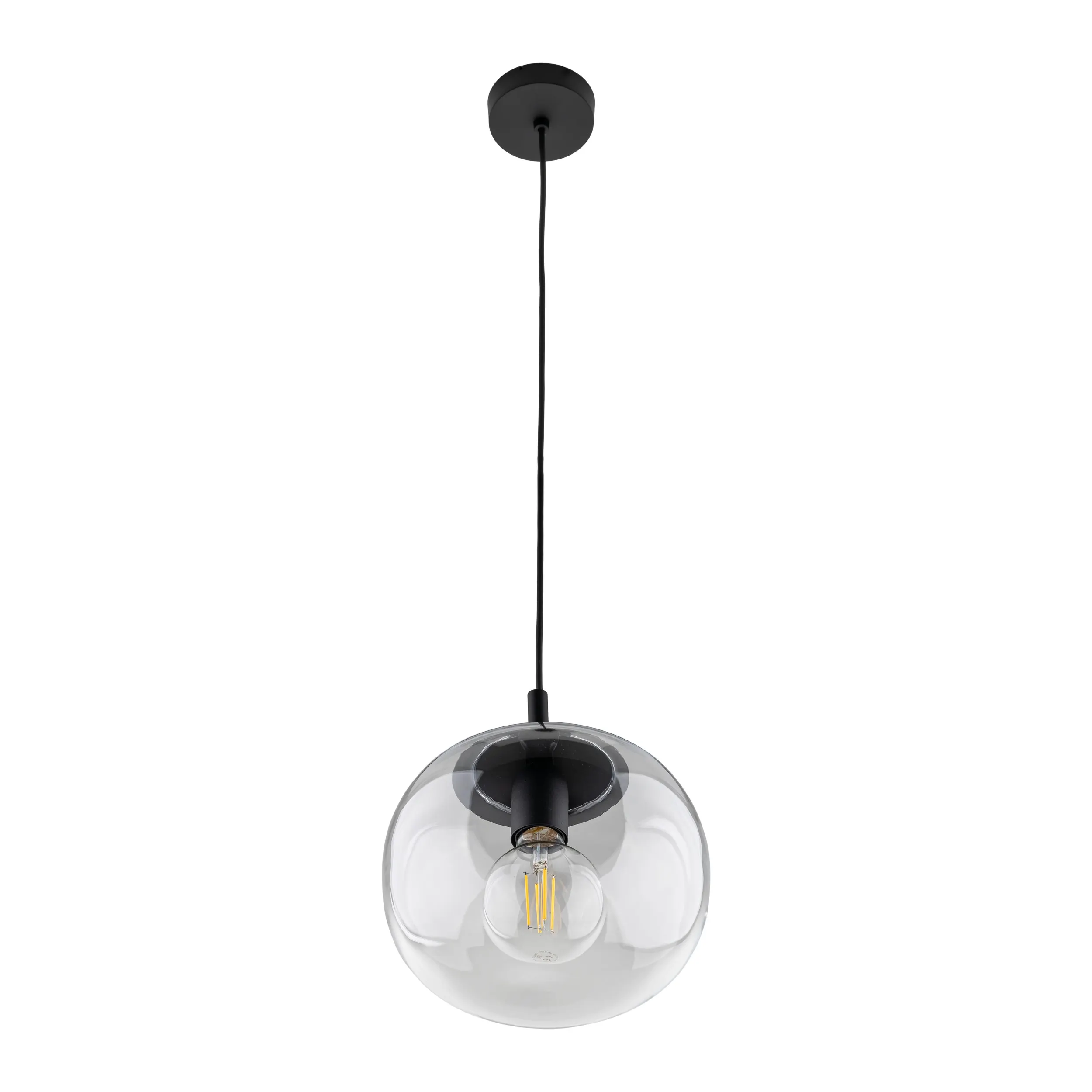 Lampa wisząca VIBE czarna z transparentnym szklanym okrągłym kloszem 175x35cm - TK_4818
