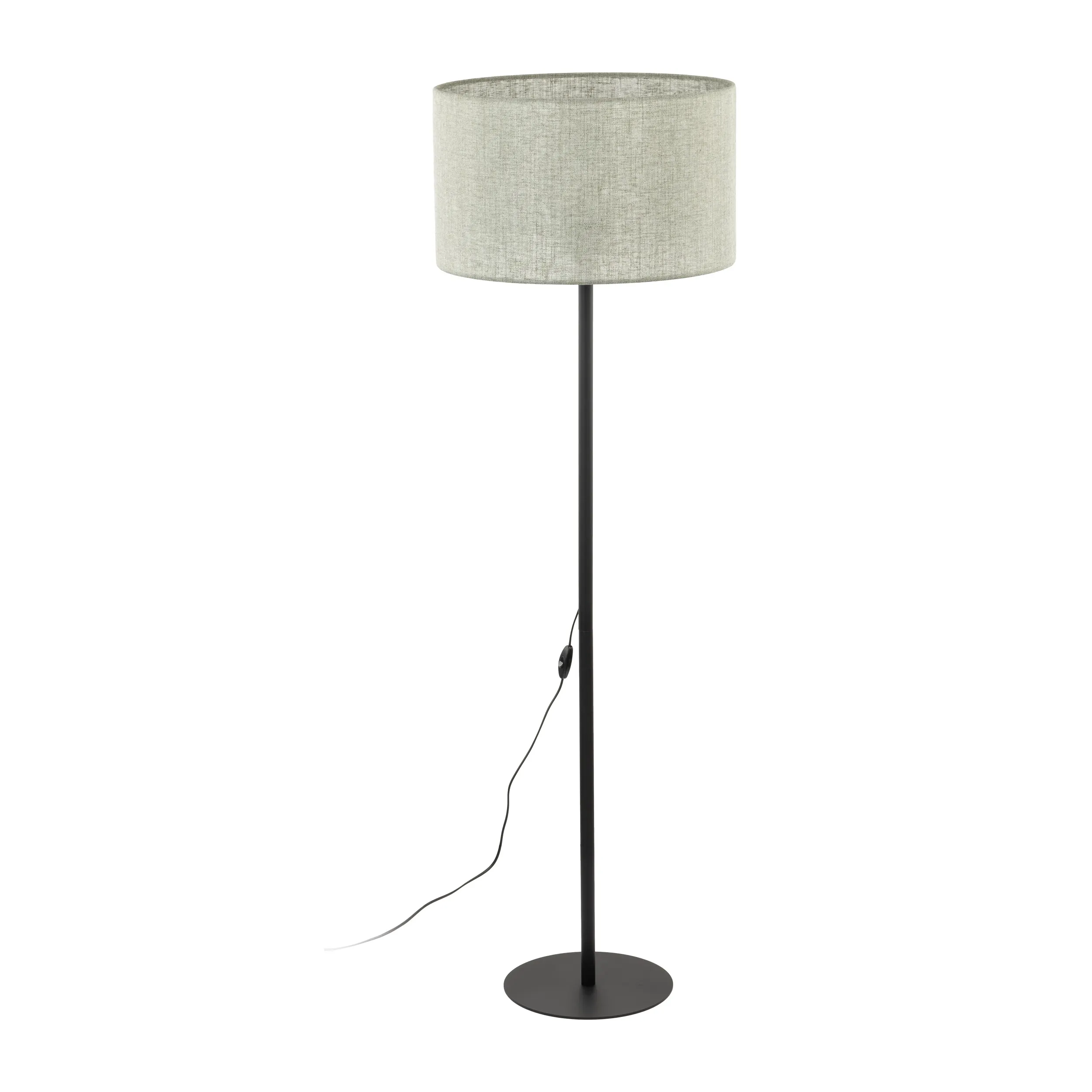 Lampa podłogowa EARTH czarna z zielonym okrągłym abażurem z tkaniny 159x50cm - TK_5476