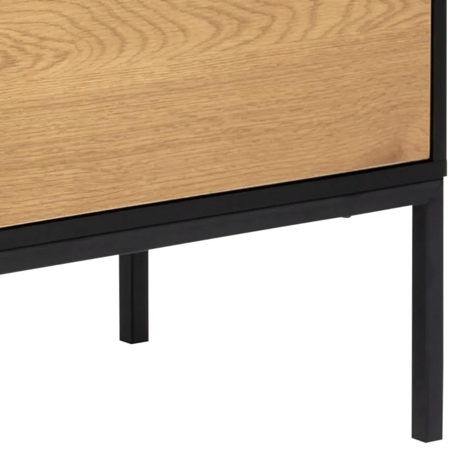 Komoda 1-drzwiowa z 3 szufladami MOODY 120x40x82 Naturalny, Czarny — zdjęcie 8