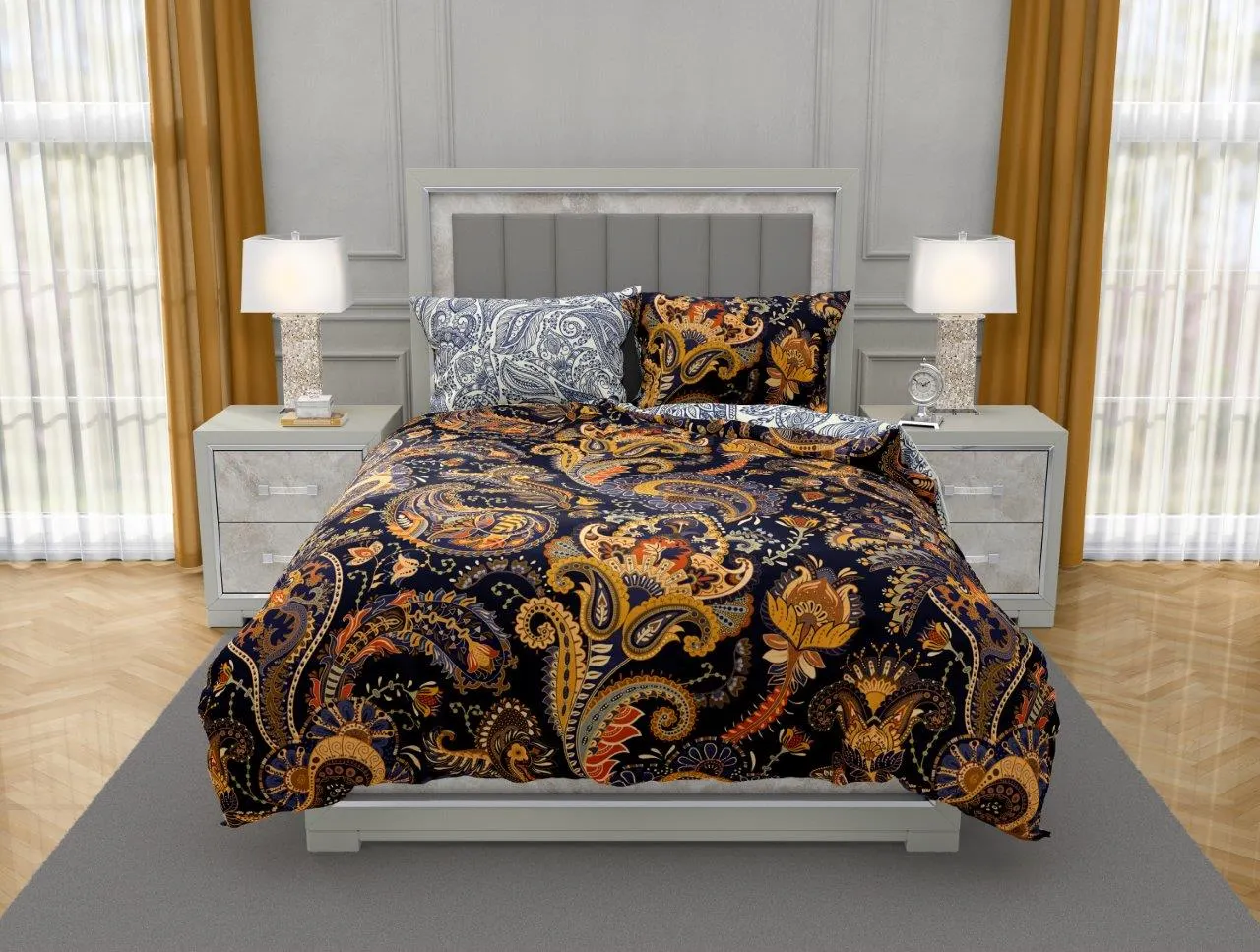 Pościel komplet NOBILE 001 160x200+2x70x80 satyna bawełaniana fotoprint wielokolorowy - FARO_31200