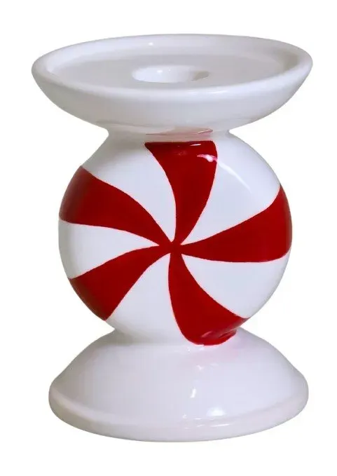 ŚWIECZNIK ceramiczny MAŁY biało-czerwony