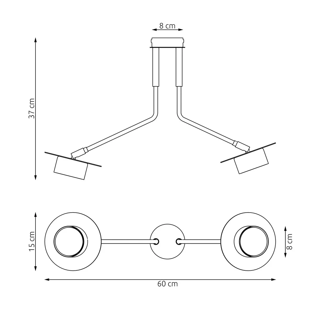 Lampa sufitowa MIZU 2 BL czarna - 1448/2