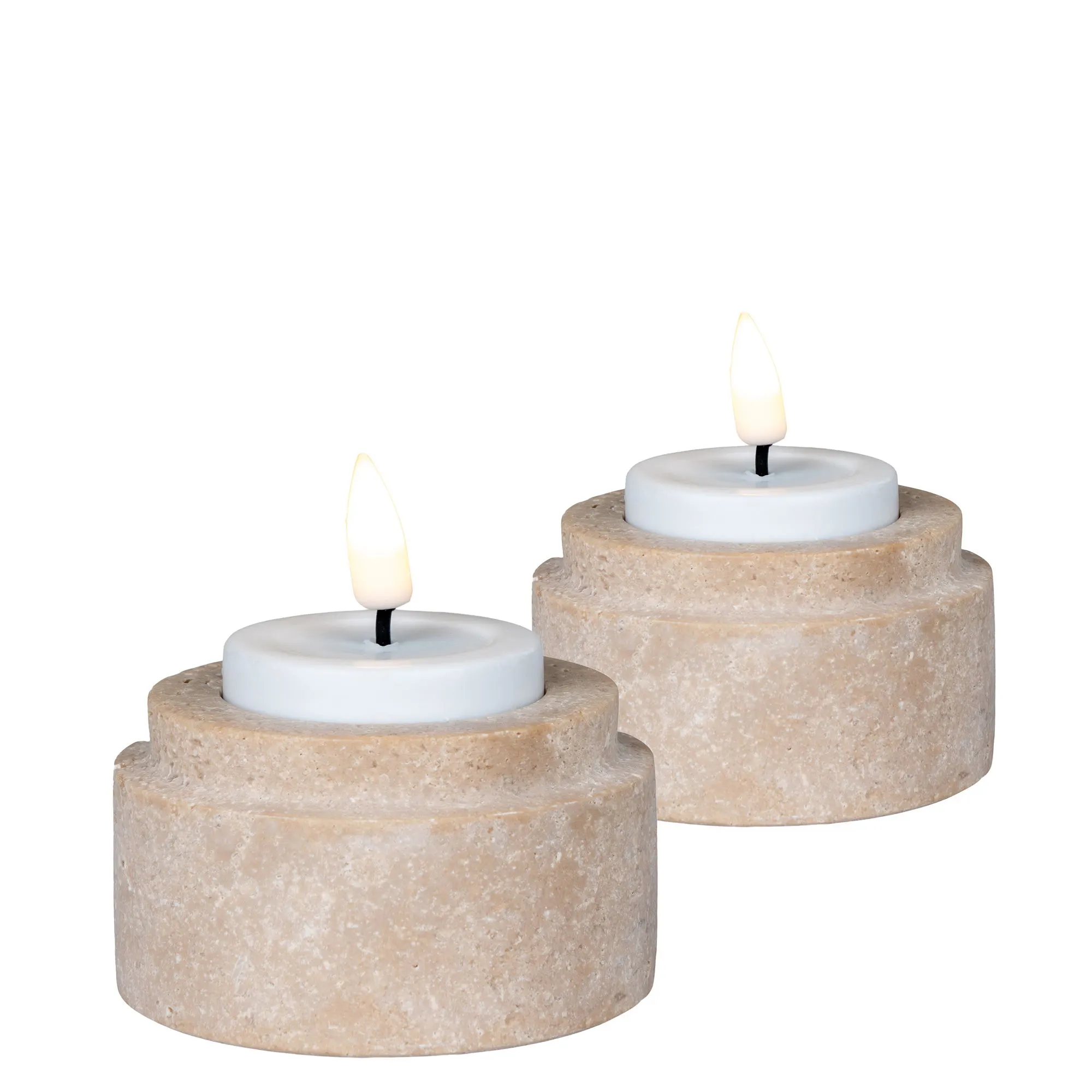 Świecznik TEALIGHT zestaw 2 sztuk trawertyn beżowy - 4561049
