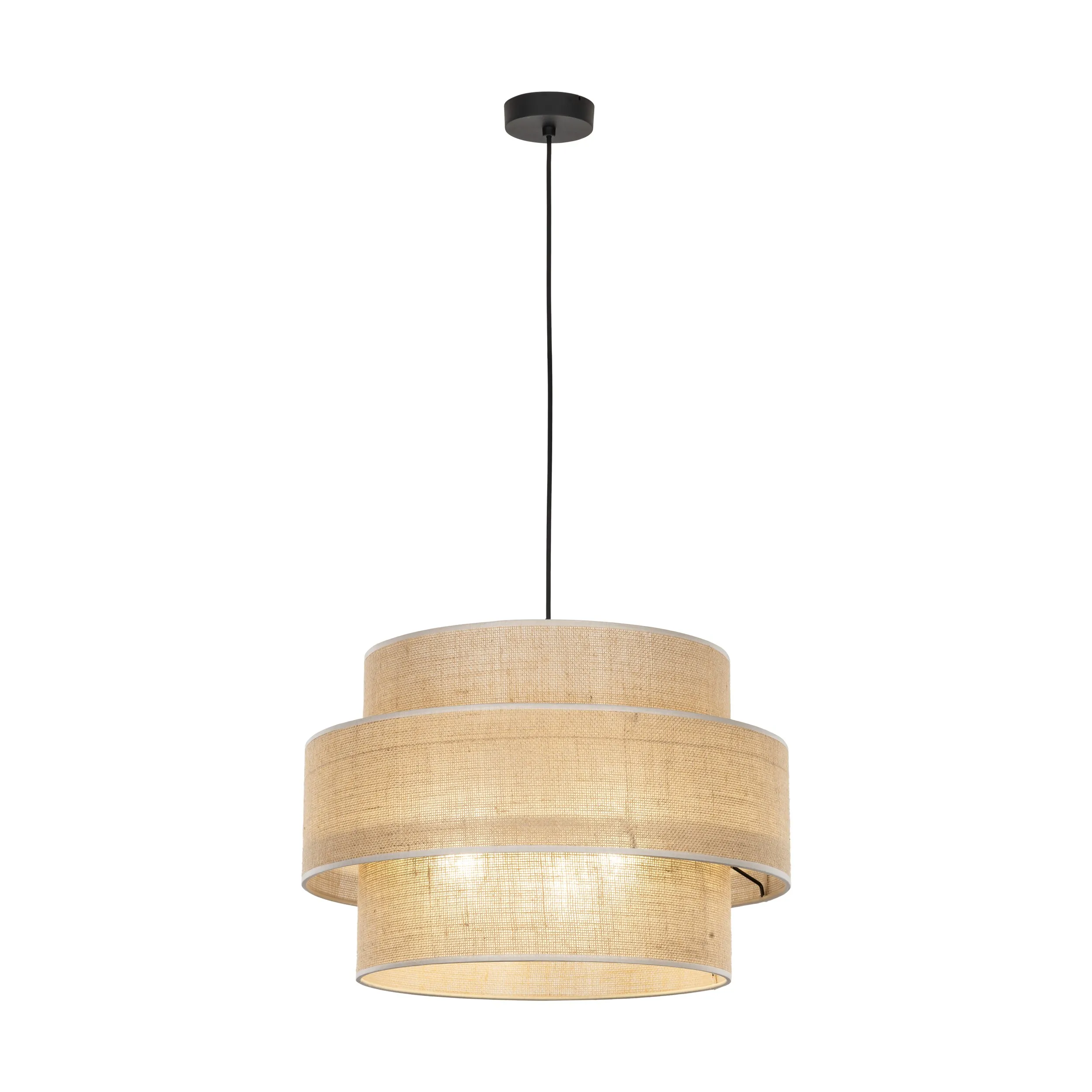 Lampa wisząca CALISTO JUTA czarny z brązowym kloszem 160x50cm - TK_5402