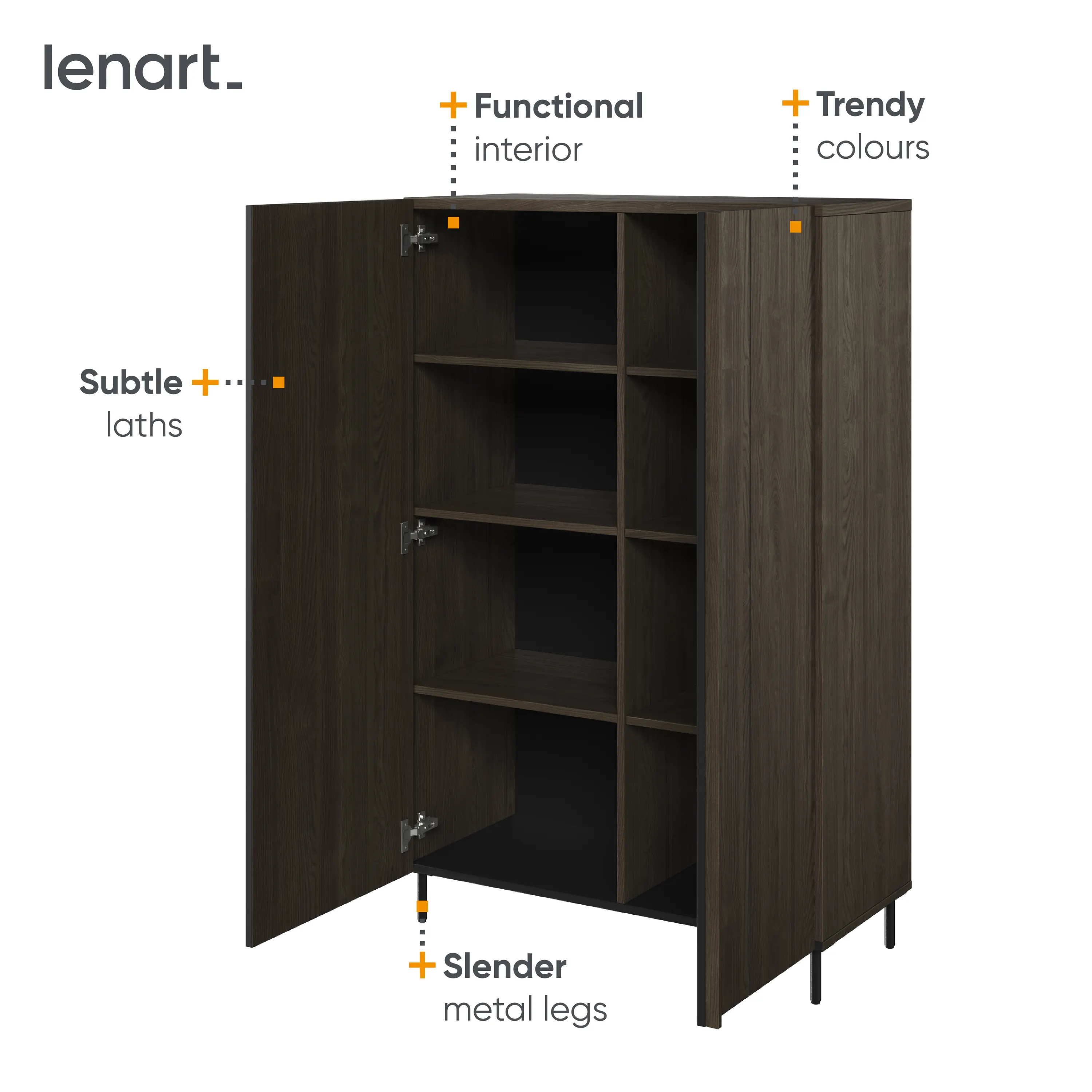 Szafka 2-drzwiowa z lamelami Piemonte PE-05 jesion portlandzki/czarna - PE5JCZ