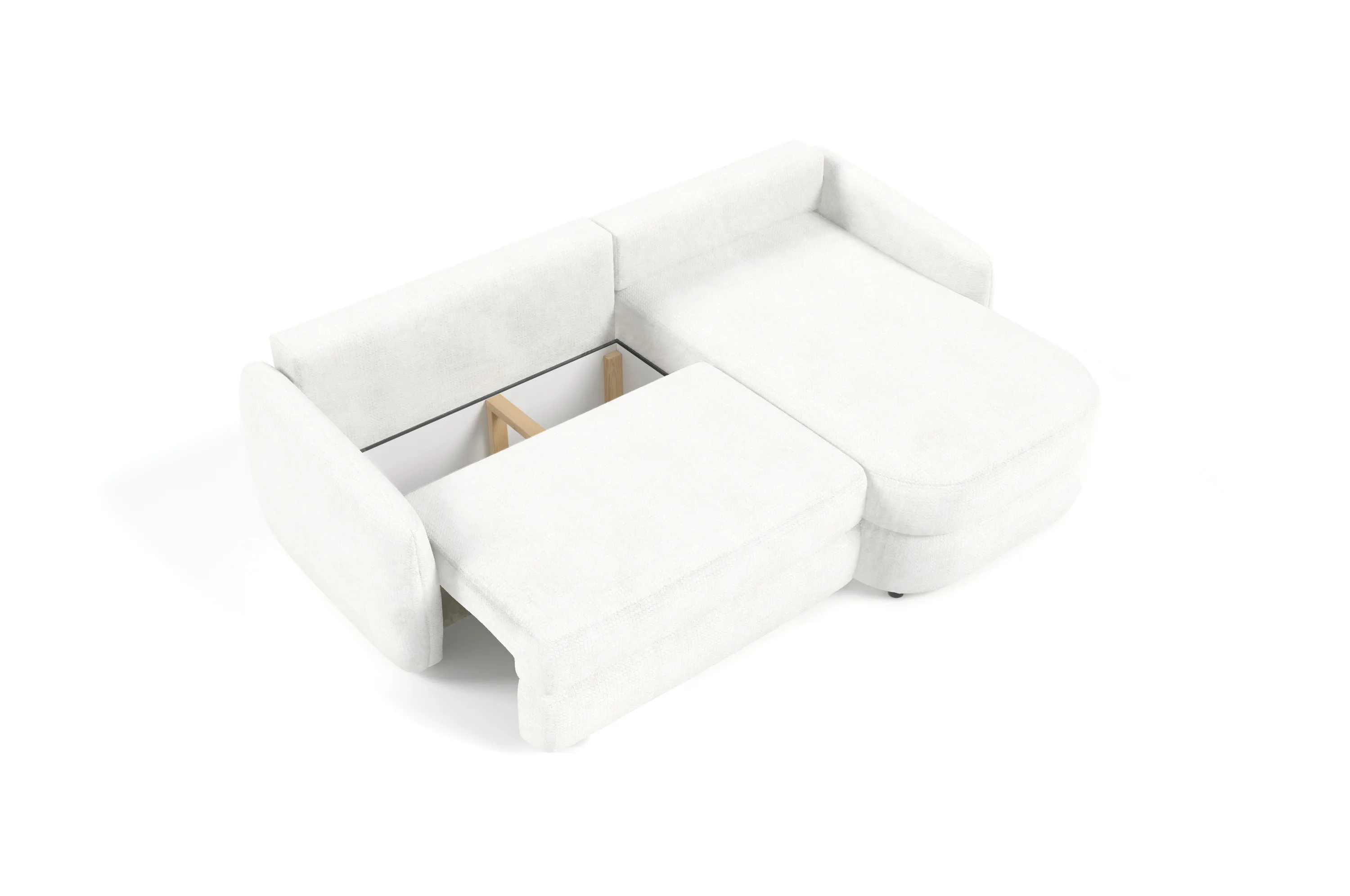 Narożnik rozkładany z pojemnikiem KOMODO MUSE 240 cm L/P kremowy - KOMODO_MUSE_02