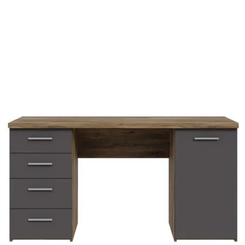 Biurko z szafką i szufladami NET106 145 cm dąb flagstaff/szary - MT926-M564