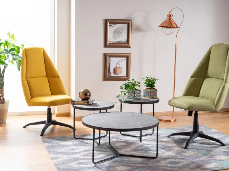 Ława DEMETER zestaw 3 ław efekt betonu/czarny Signal - DEMETERSZC