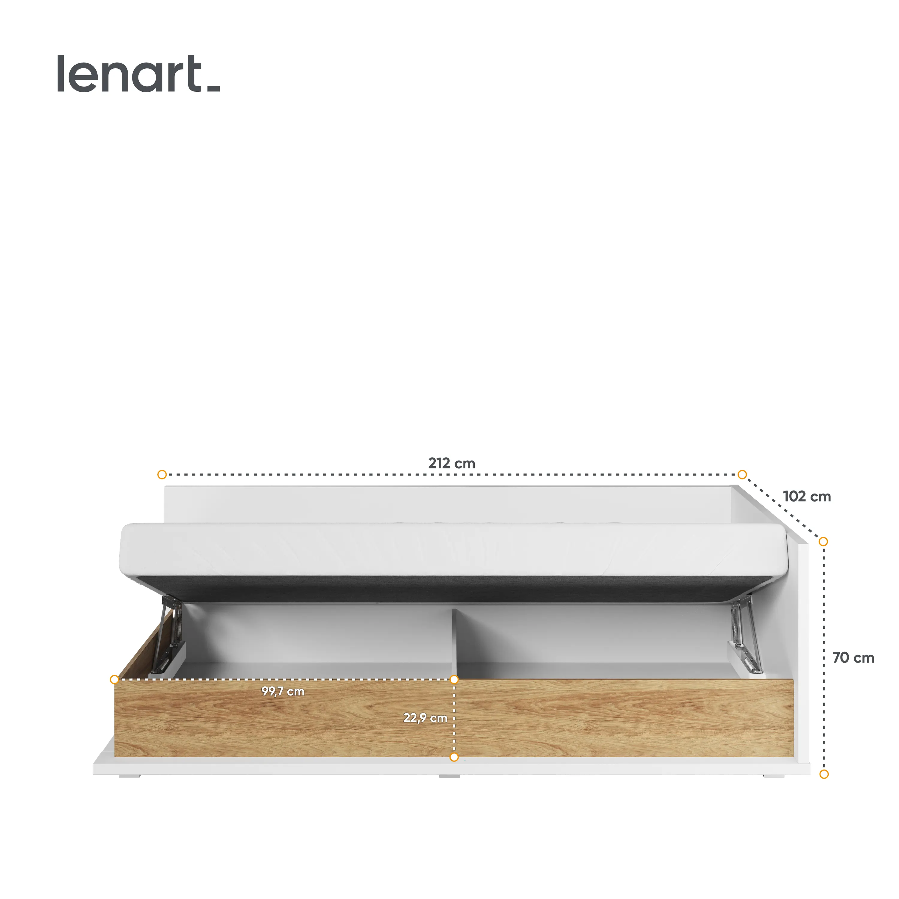 Łóżko narożne z materacem Simi 09P białe - MS9PBH