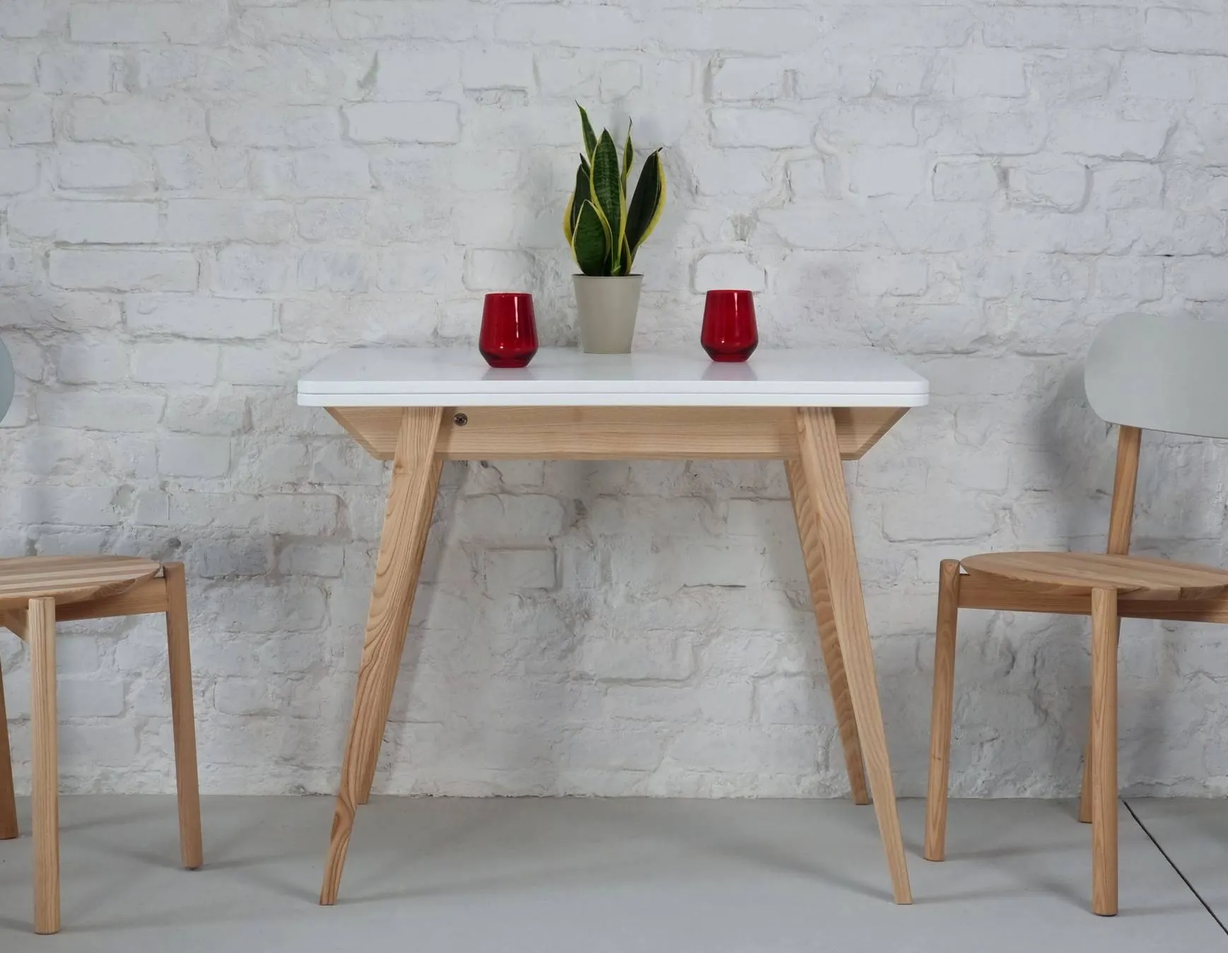 Stół rozkładany ENVELOPE 65x90-130cm biały orzech - NRAGABATE_E1_WAL