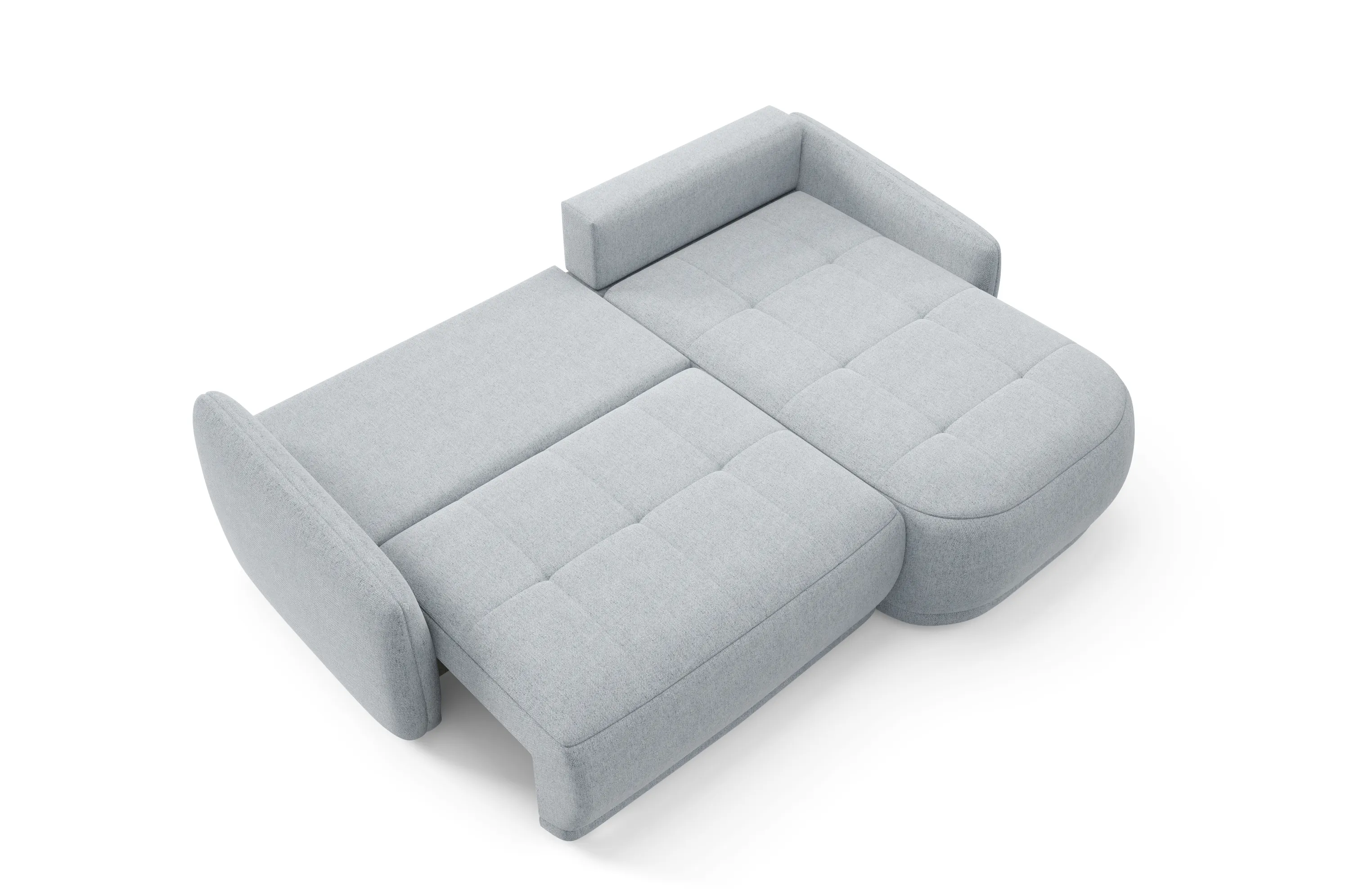 Narożnik rozkładany pikowany KRABI NEVE 240 cm L/P z pojemnikiem jasnoszary - KRABI_NEVE_83