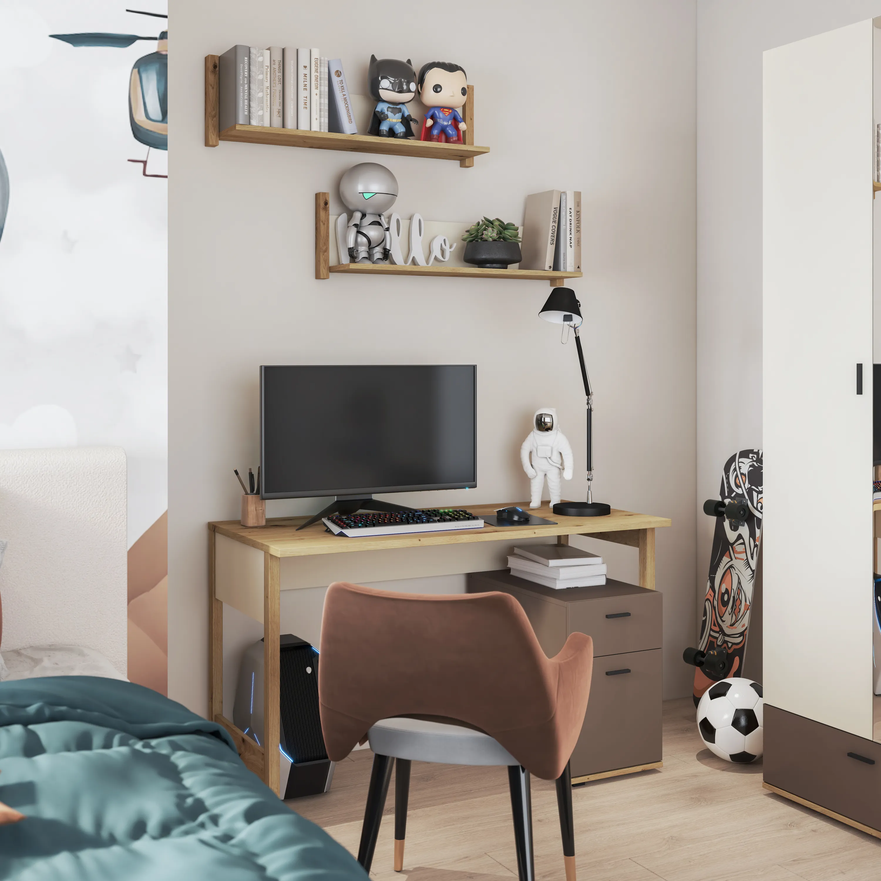 Półka wisząca Lenny LY-05 dąb artisan/beż - LY5ABT