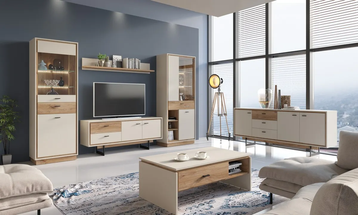 KOMODA RTV RIVERO RIVF02 SZARY KRZEMOWY/DĄB FLAGSTAFF CIEMNY - 6000000011760