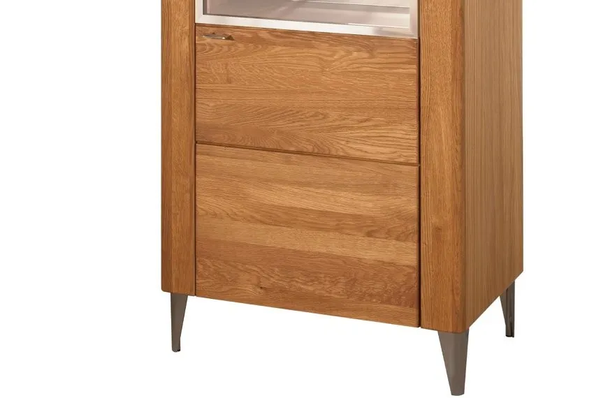 Witryna 1-drzwiowa LATINA 10 lewa drewniana z lustrem wewnątrz - dąb miodowy 200x70x42cm - TH-100-1465