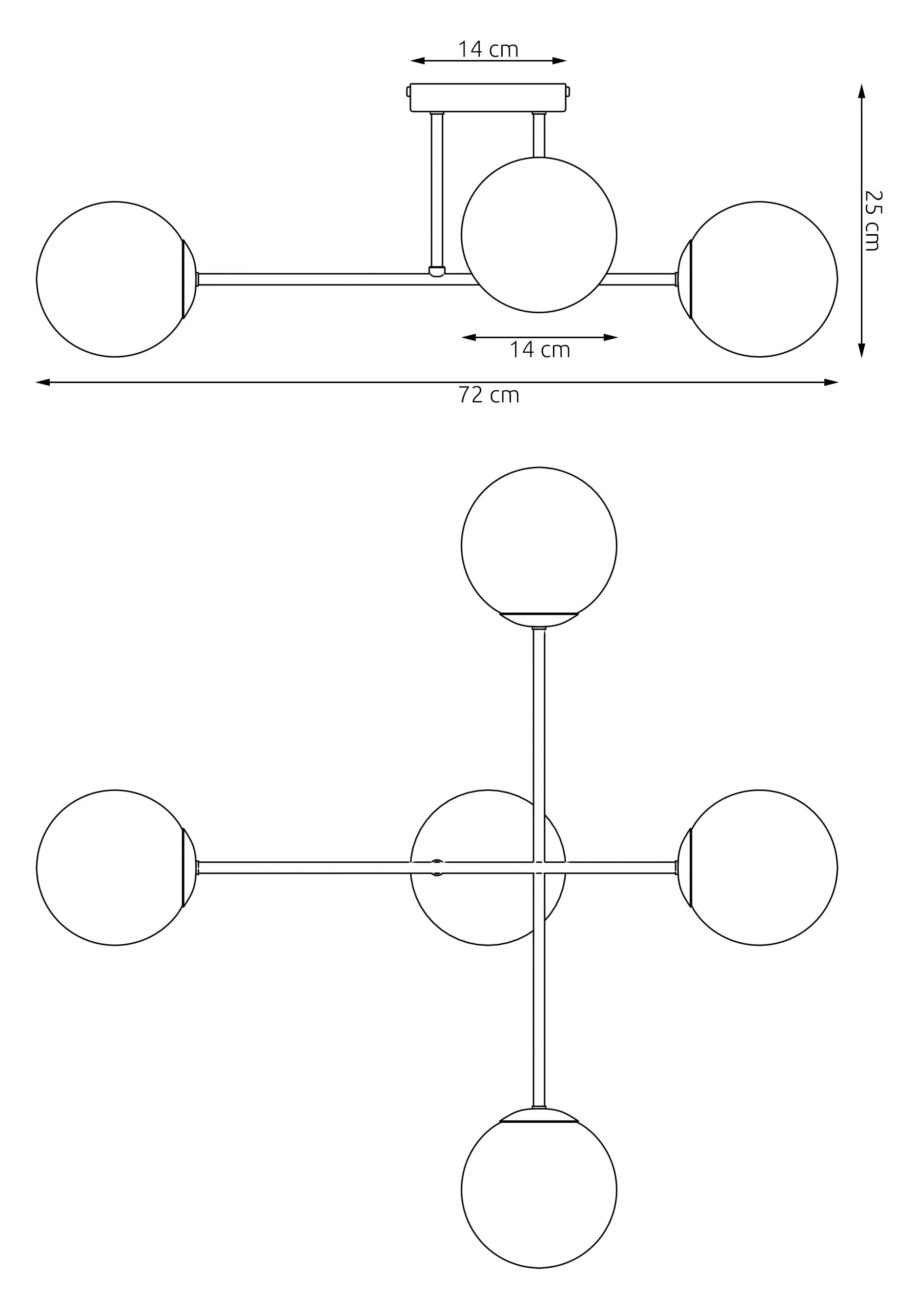 lampa, lampa sufitowa, kula, kule, metalowa konstrukcja
