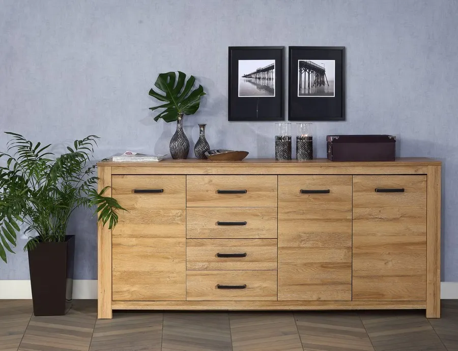 Komoda 3-drzwiowa z szufladami HAVANNA dąb postarzany - HVNK341-D67