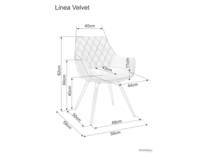 Krzesło LINEA VELVET aksamitne szare Signal - LINEAVCSZ