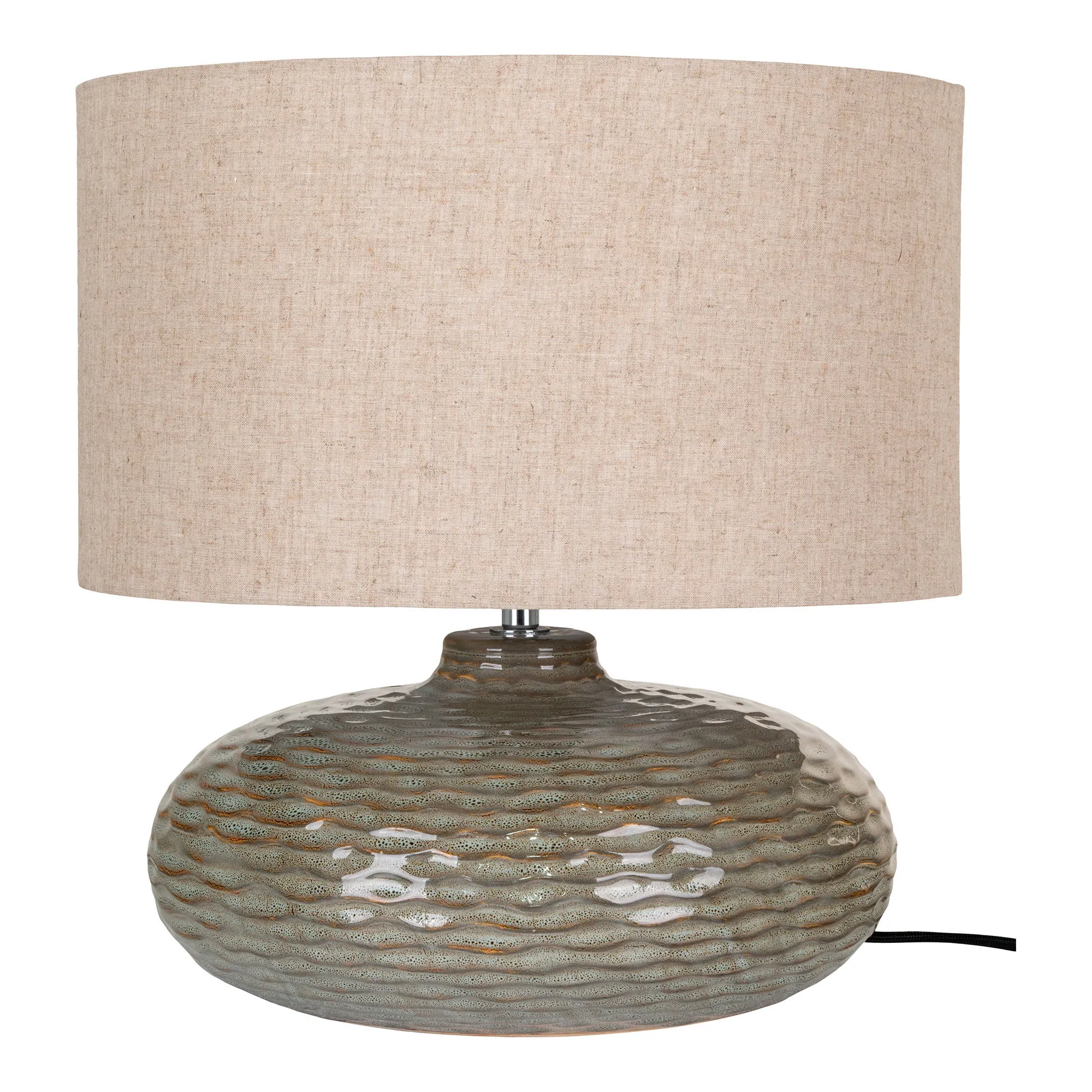Lampa stołowa z abażurem OLDHAM ceramiczna - zielona