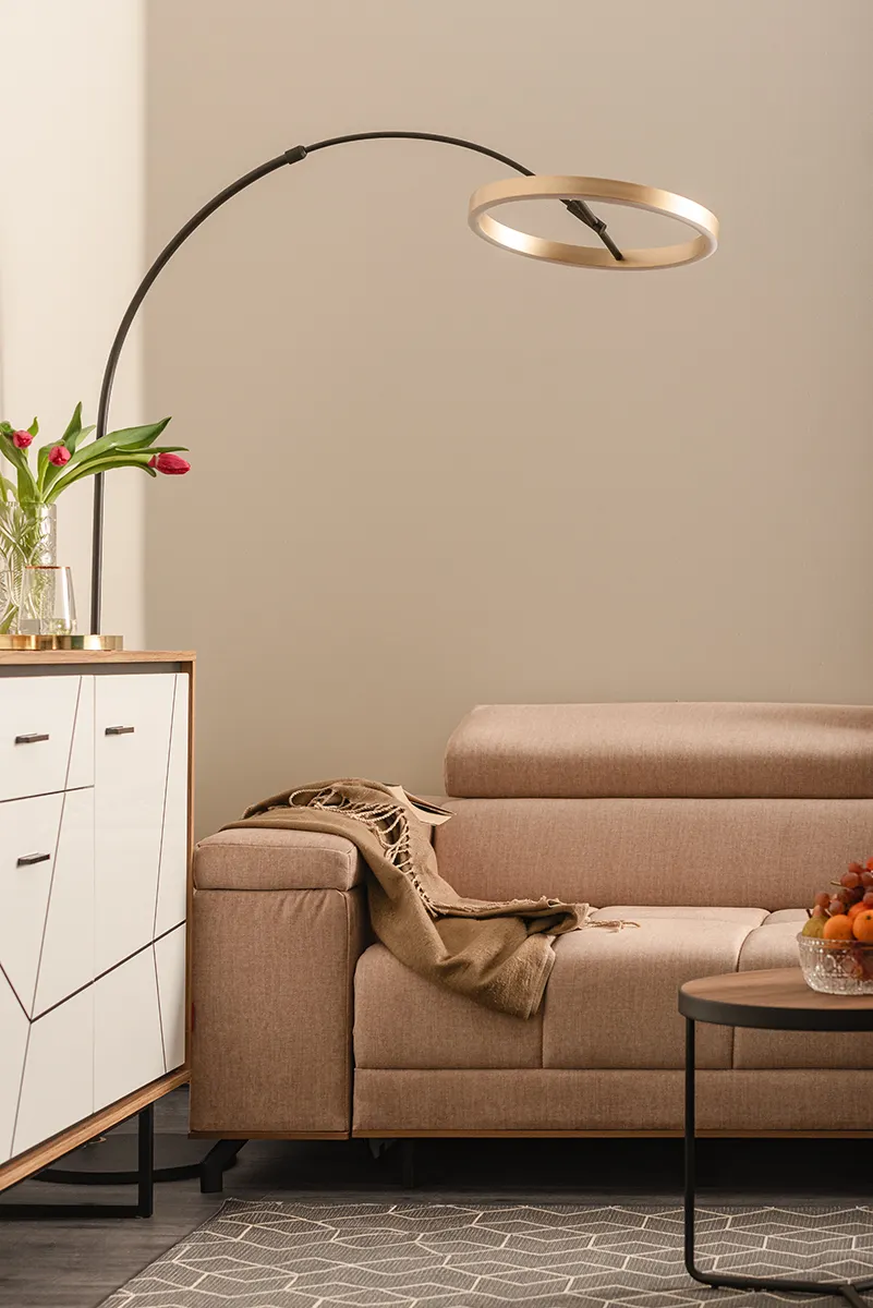 Lampa podłogowa BREST ledowa ściemniacz nożny 180 cm czarno-złota - 3016-104L