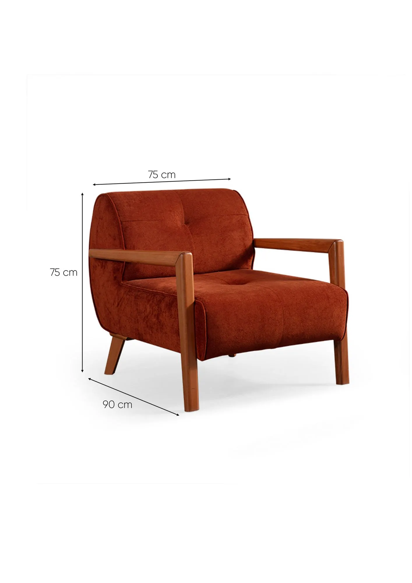 Fotel z drewnianymi podłokietnikami DROP BERGER pomarańczowy - ASI_560ARE5271