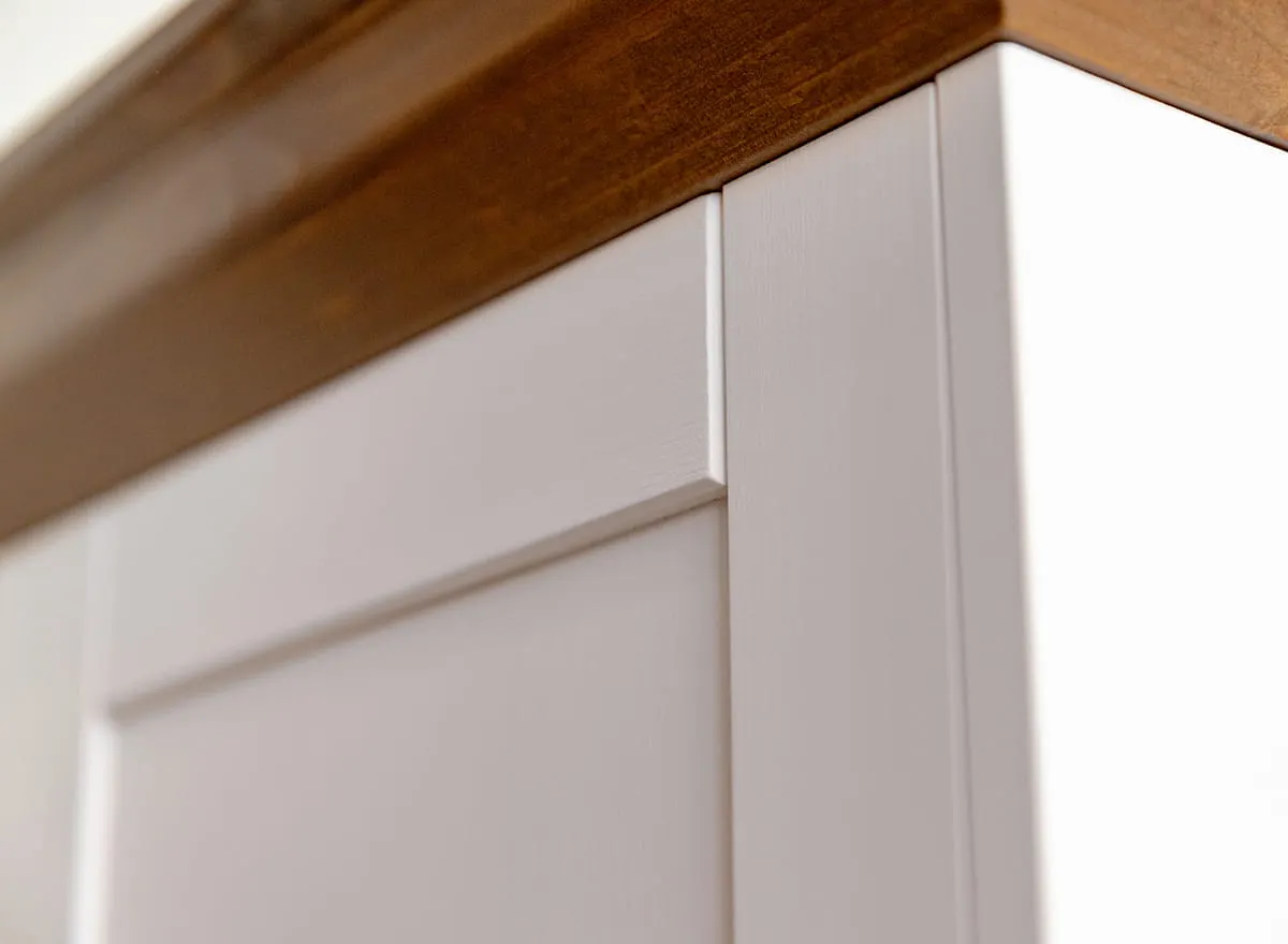 Witryna wąska MARONE ELITE 1-drzwiowa z 2 szufladami biała, tabacco - PLMEL01/T